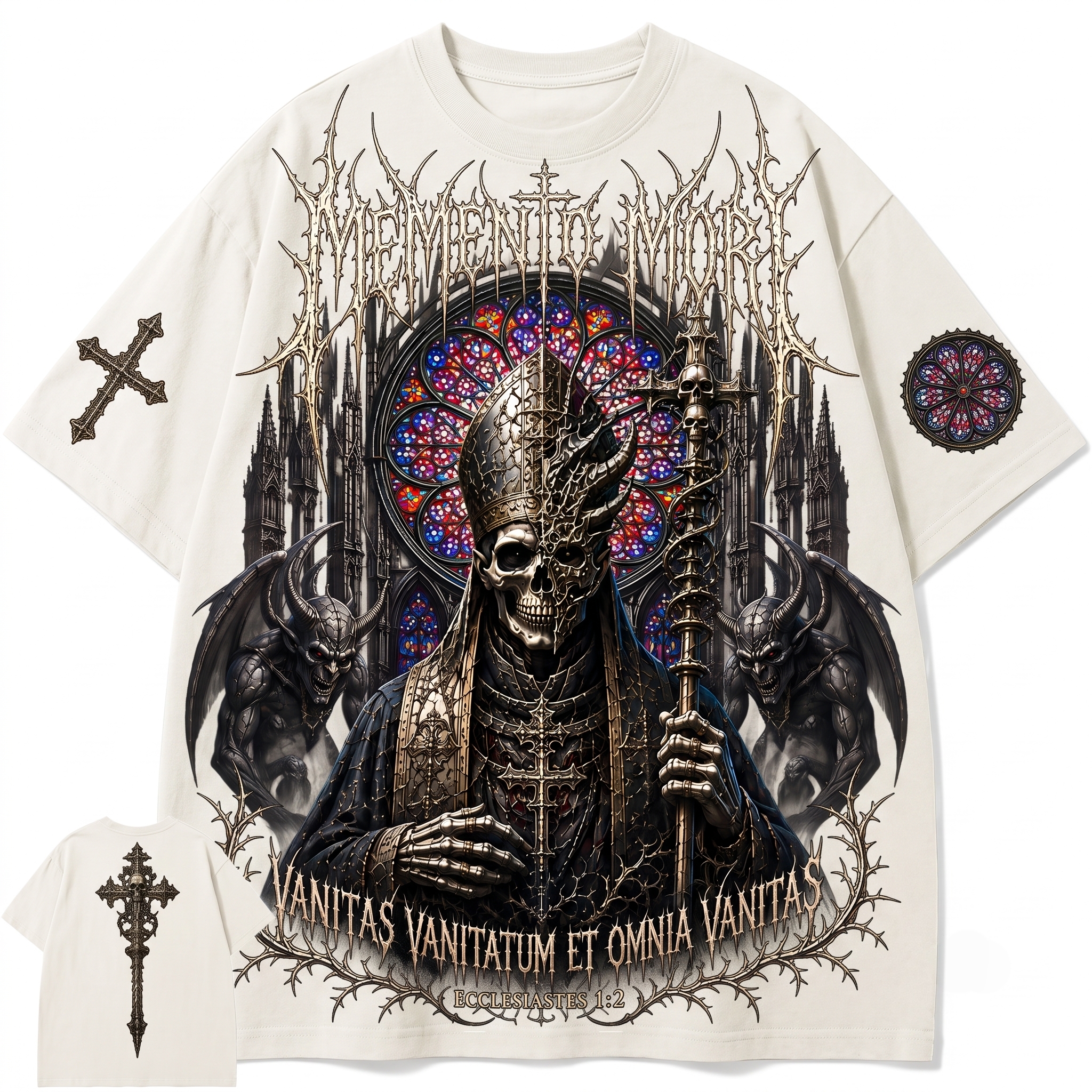 Memento Mori Gothic Pope Oversized T-Shirt,