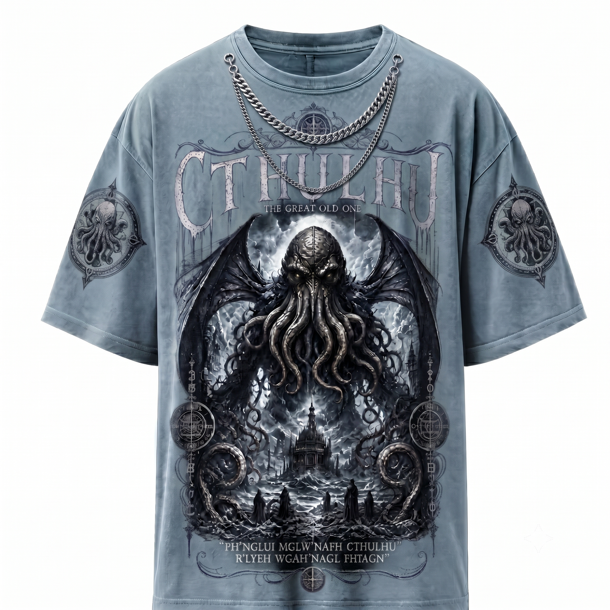 Eldritch Cthulhu Awakening Gothic Washed T-Shirt