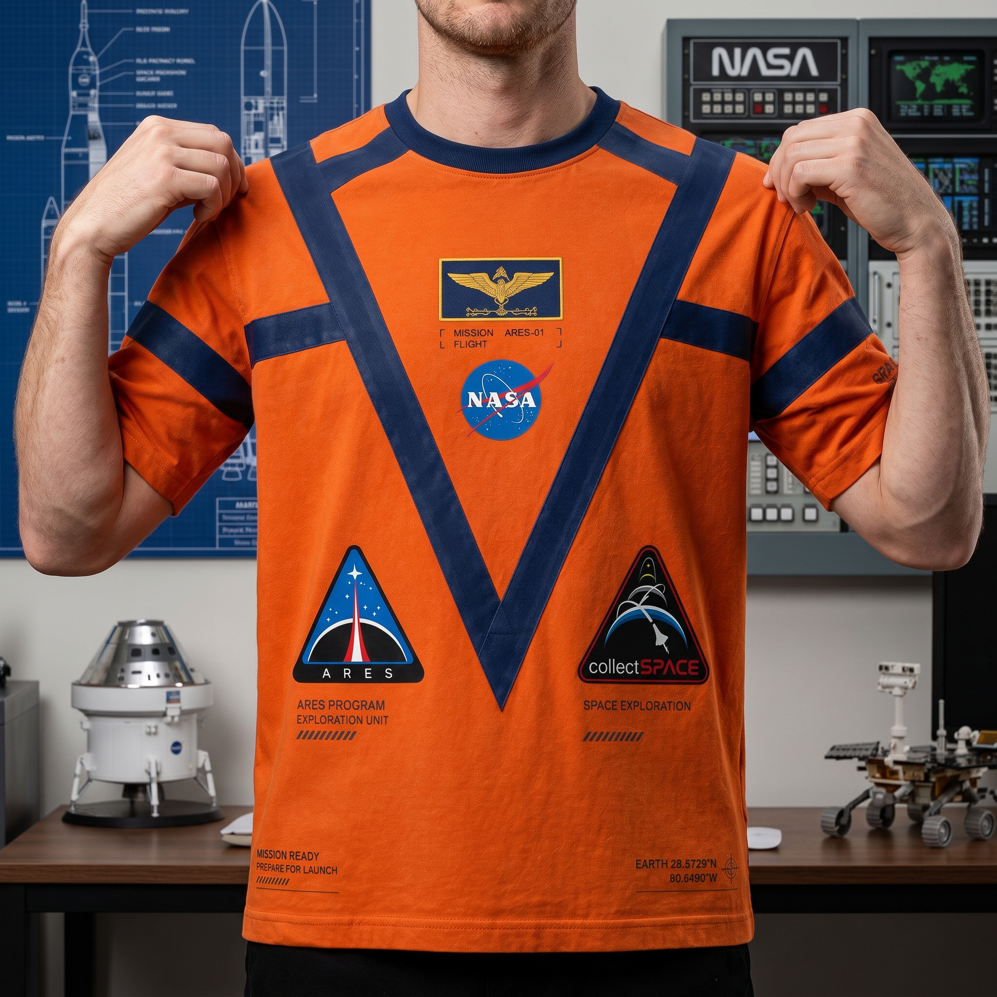 Space Mission Inspired Graphic Tee  Vintage Utility T-Shirt