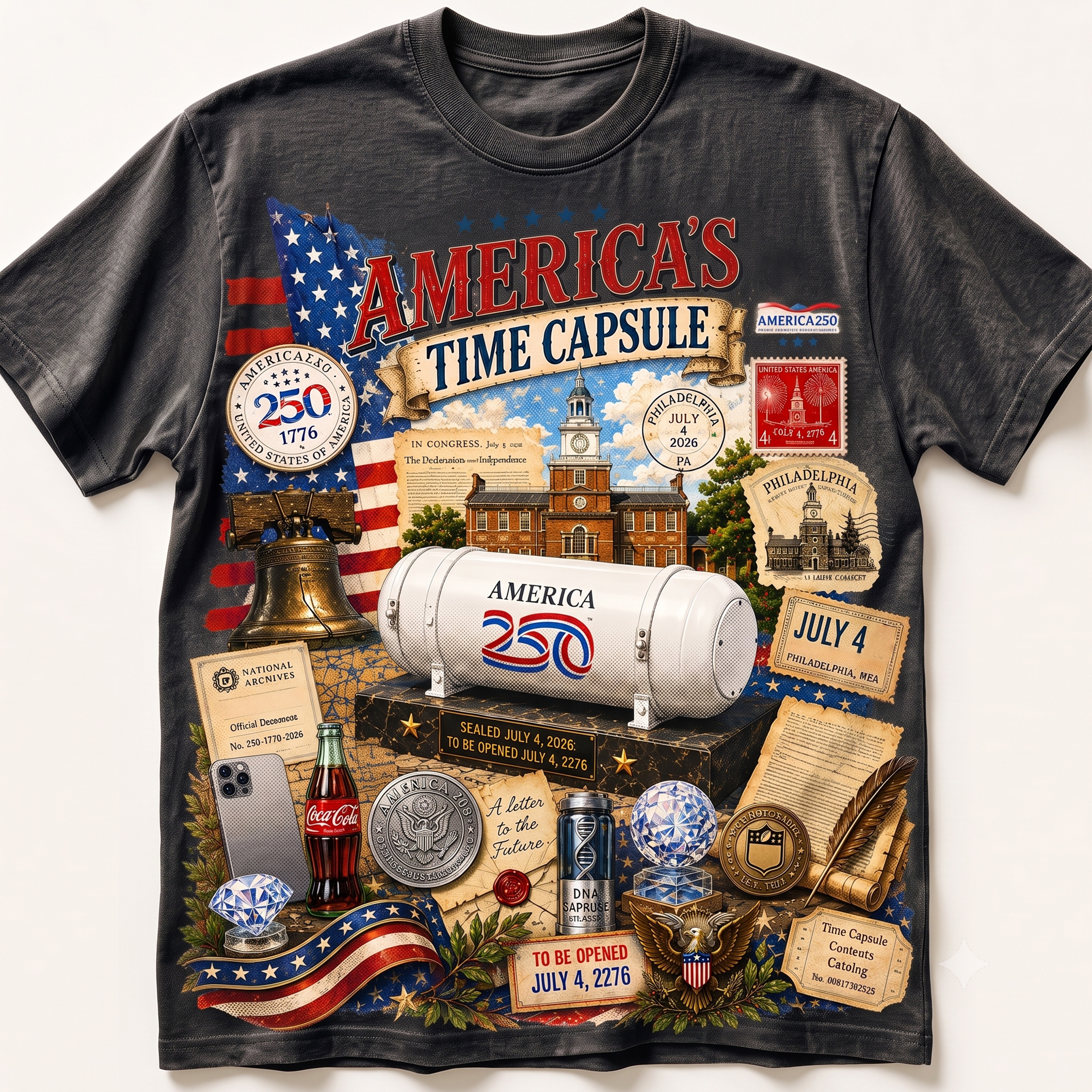 America 250 Time Capsule Vintage Graphic T-Shirt