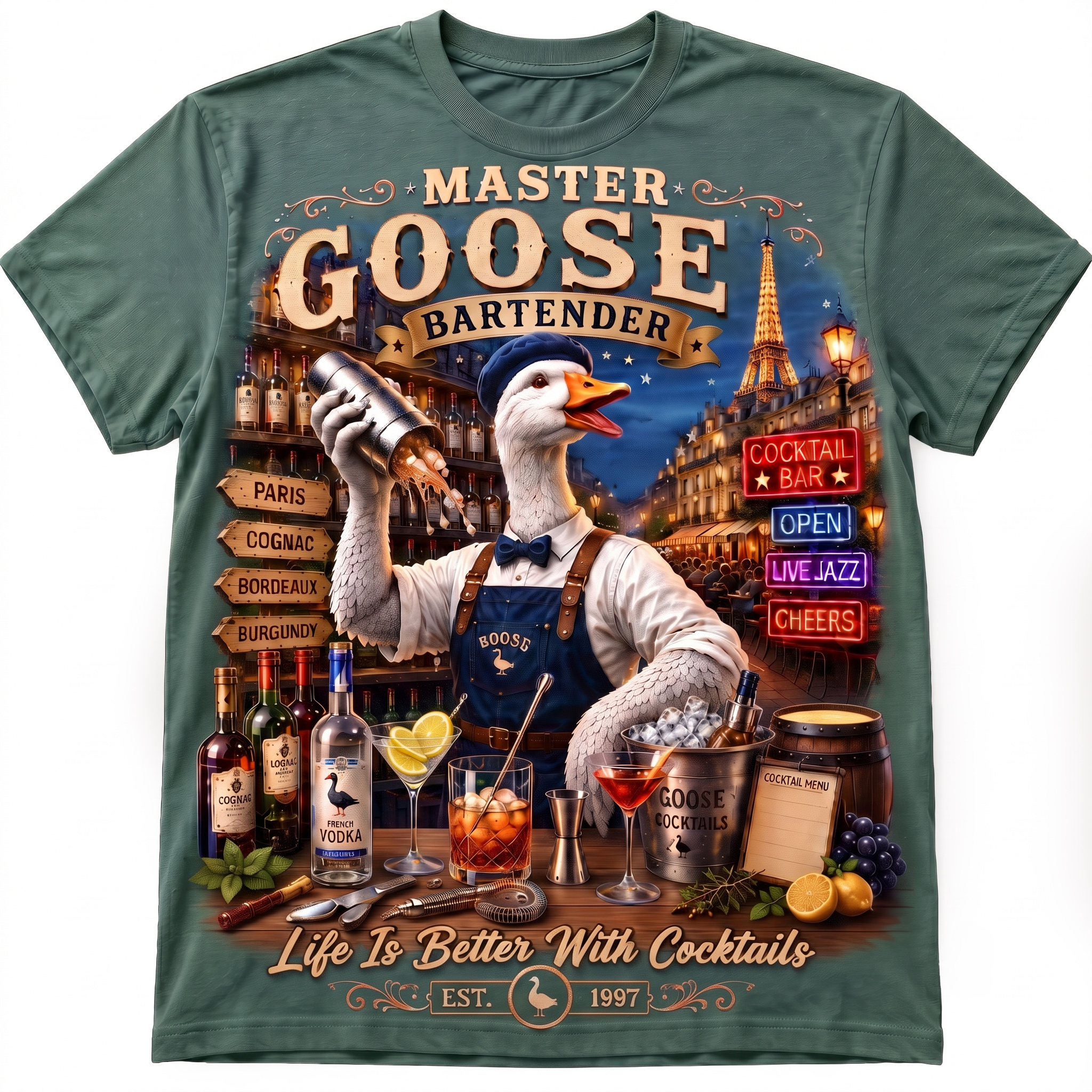 Funny Vintage Master Goose Bartender Tee