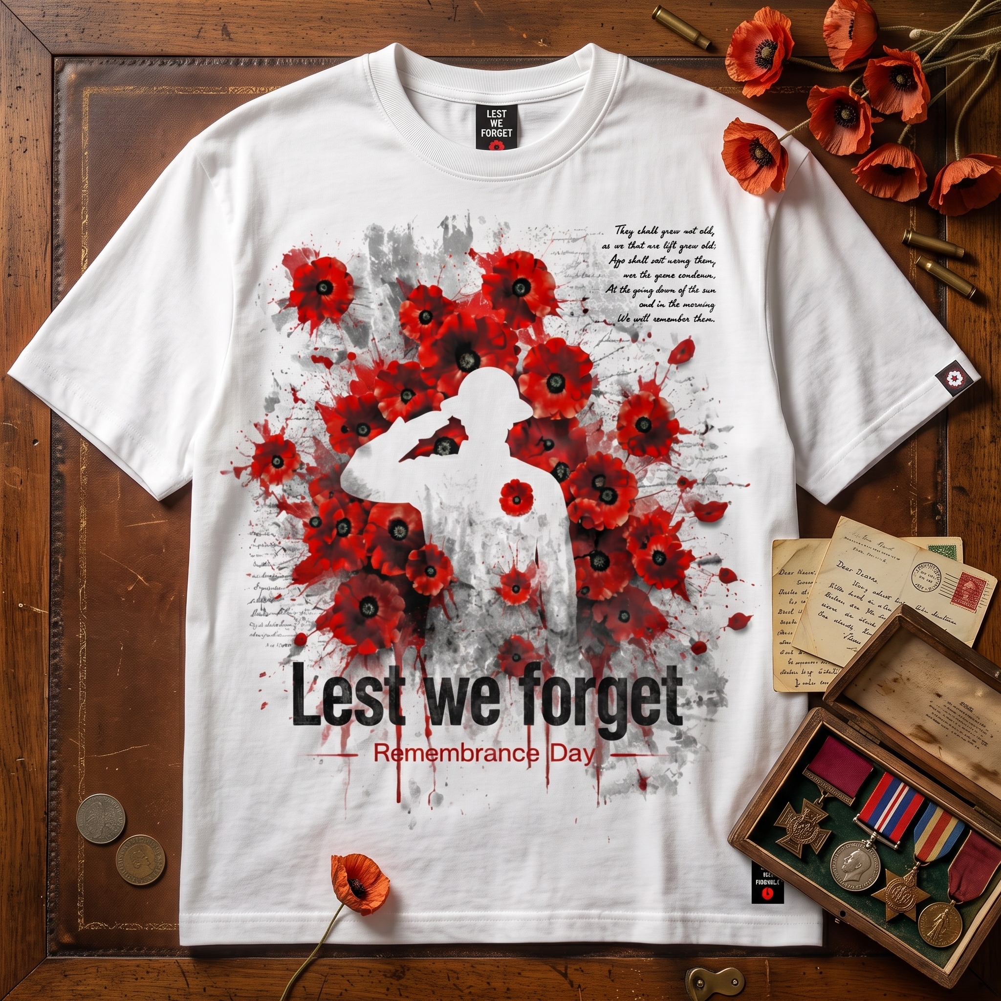 Lest We Forget Poppy Remembrance Day Graphic T-Shirt