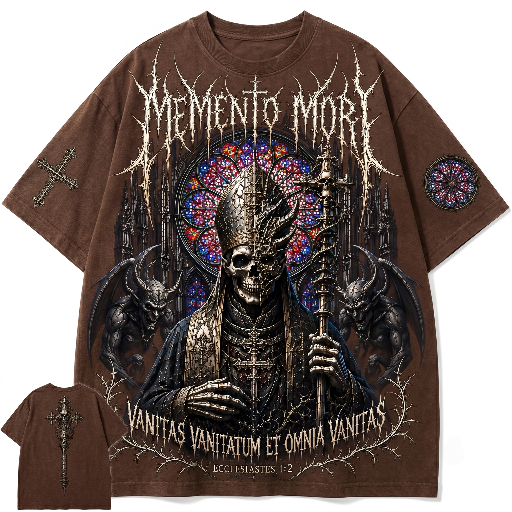 Memento Mori Gothic Pope Oversized T-Shirt,