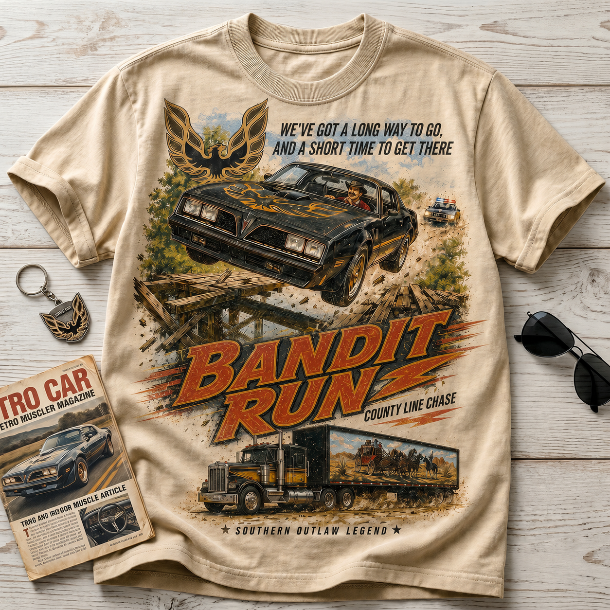 Bandit Run Vintage Muscle Car Graphic T-Shirt