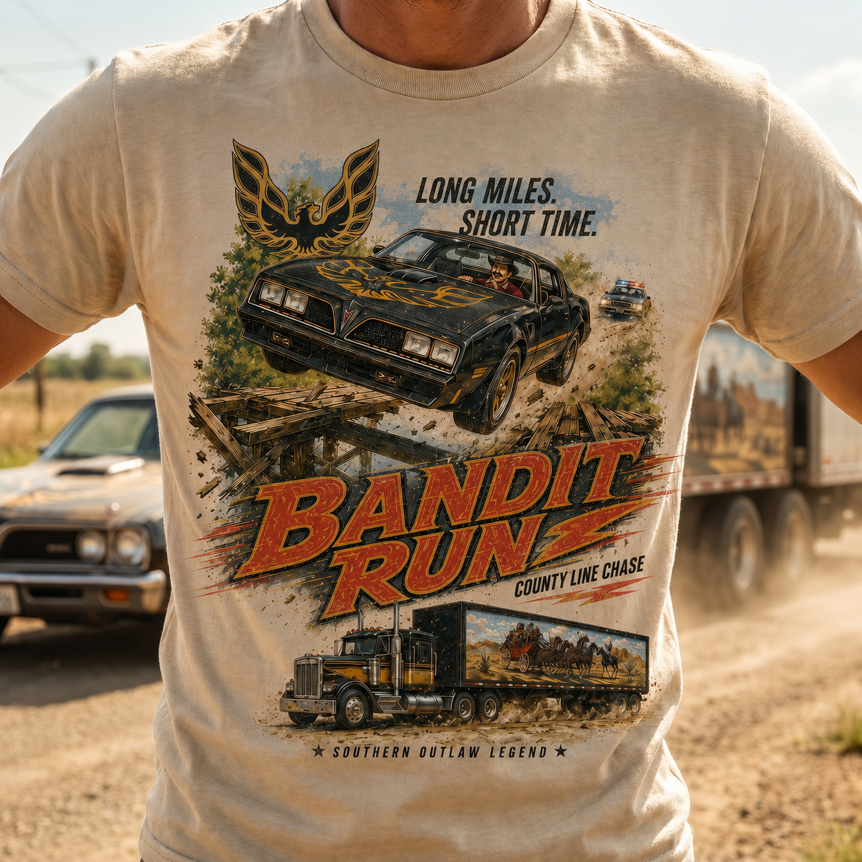 Bandit Run Vintage Muscle Car Graphic T-Shirt