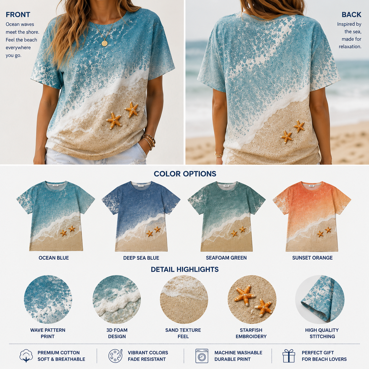 🌊 Ocean Breeze Starfish Tee