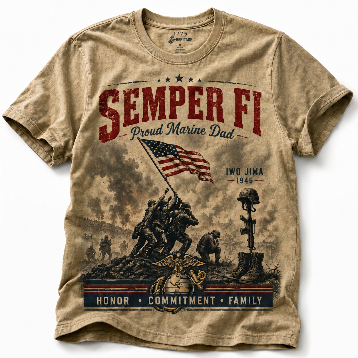 Semper Fi Iwo Jima 1945 Marine Corps Tribute Graphic T-Shirt