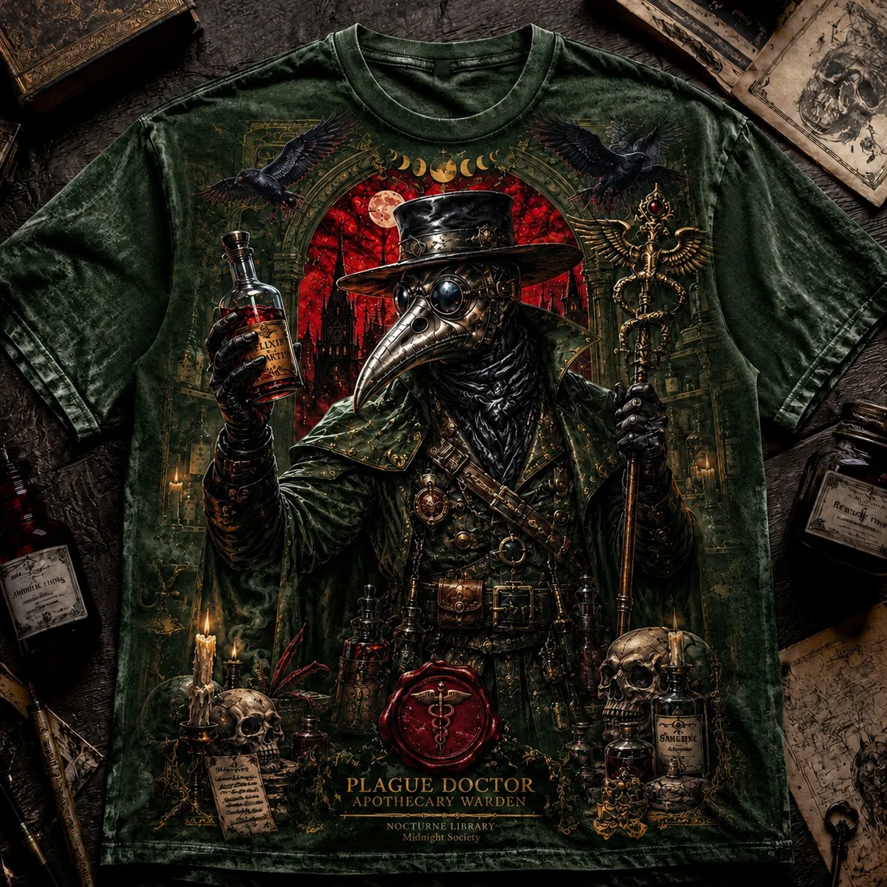 Gothic Plague Doctor Graphic Tee