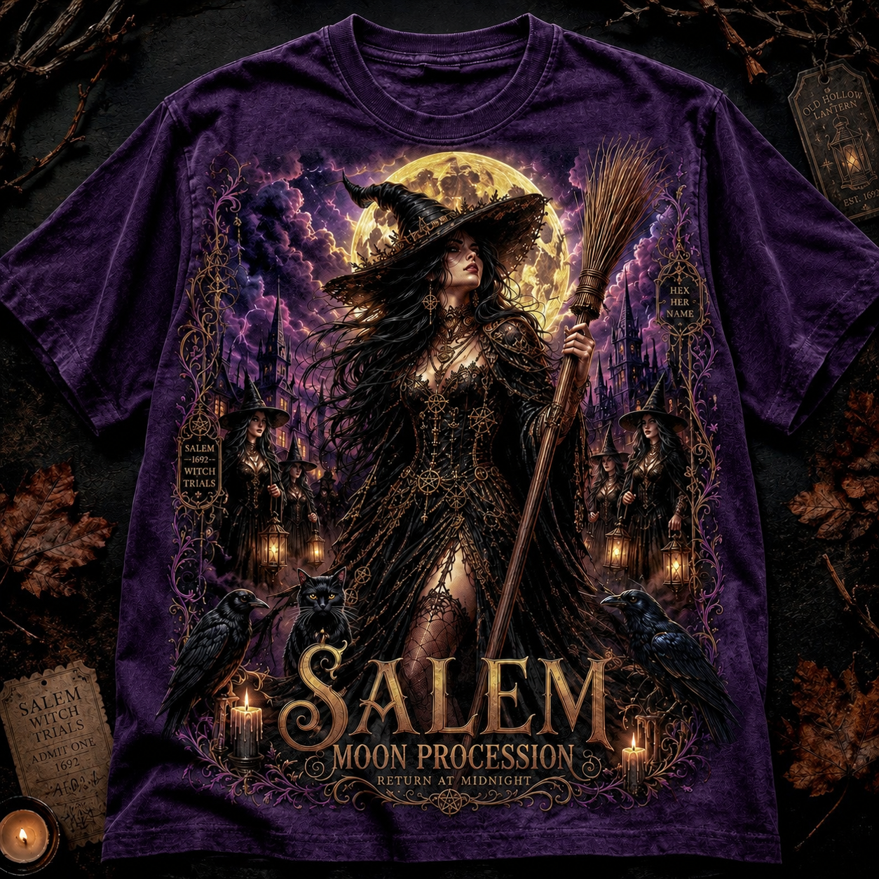 Salem Moon Procession Gothic Witch Graphic T-Shirt