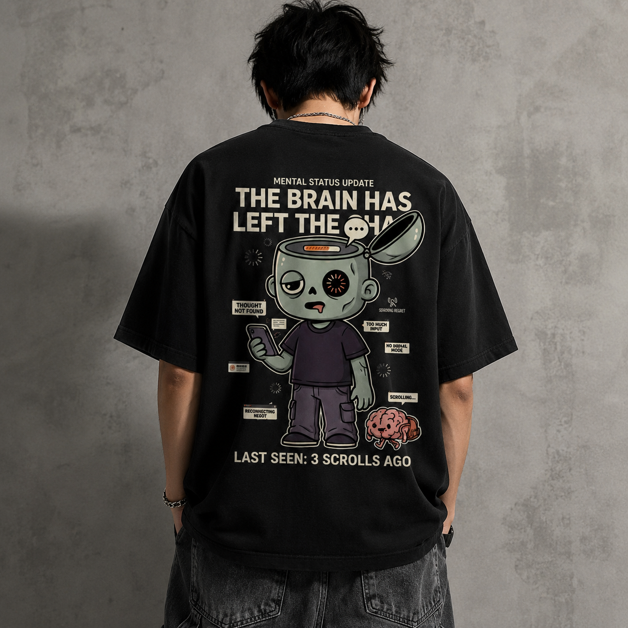 Brain Left the Chat Oversized Tee