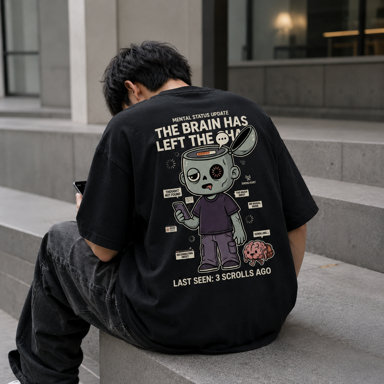 Brain Left the Chat Oversized Tee