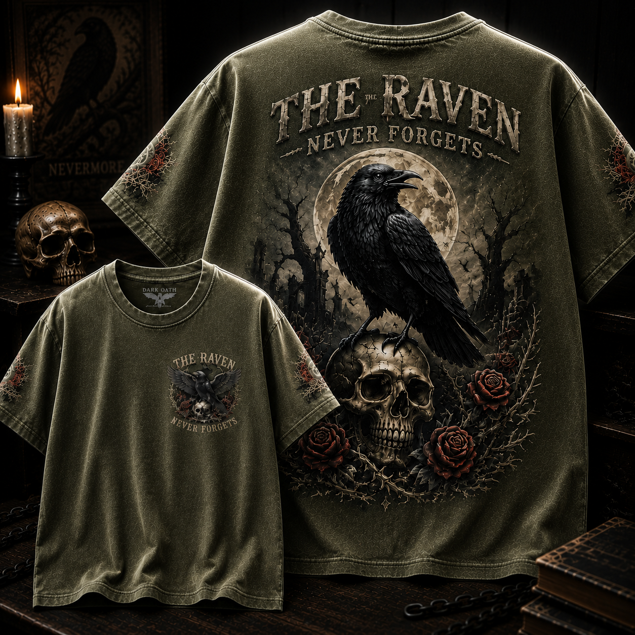 The Raven Never Forgets Gothic T-Shirt