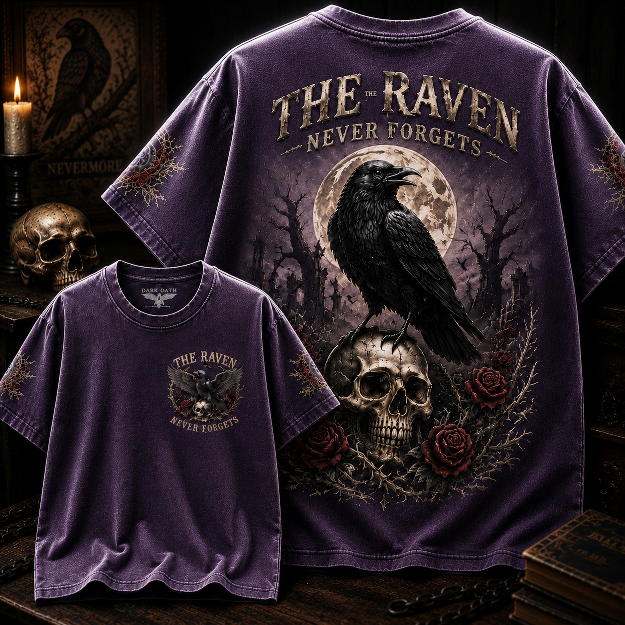 The Raven Never Forgets Gothic T-Shirt