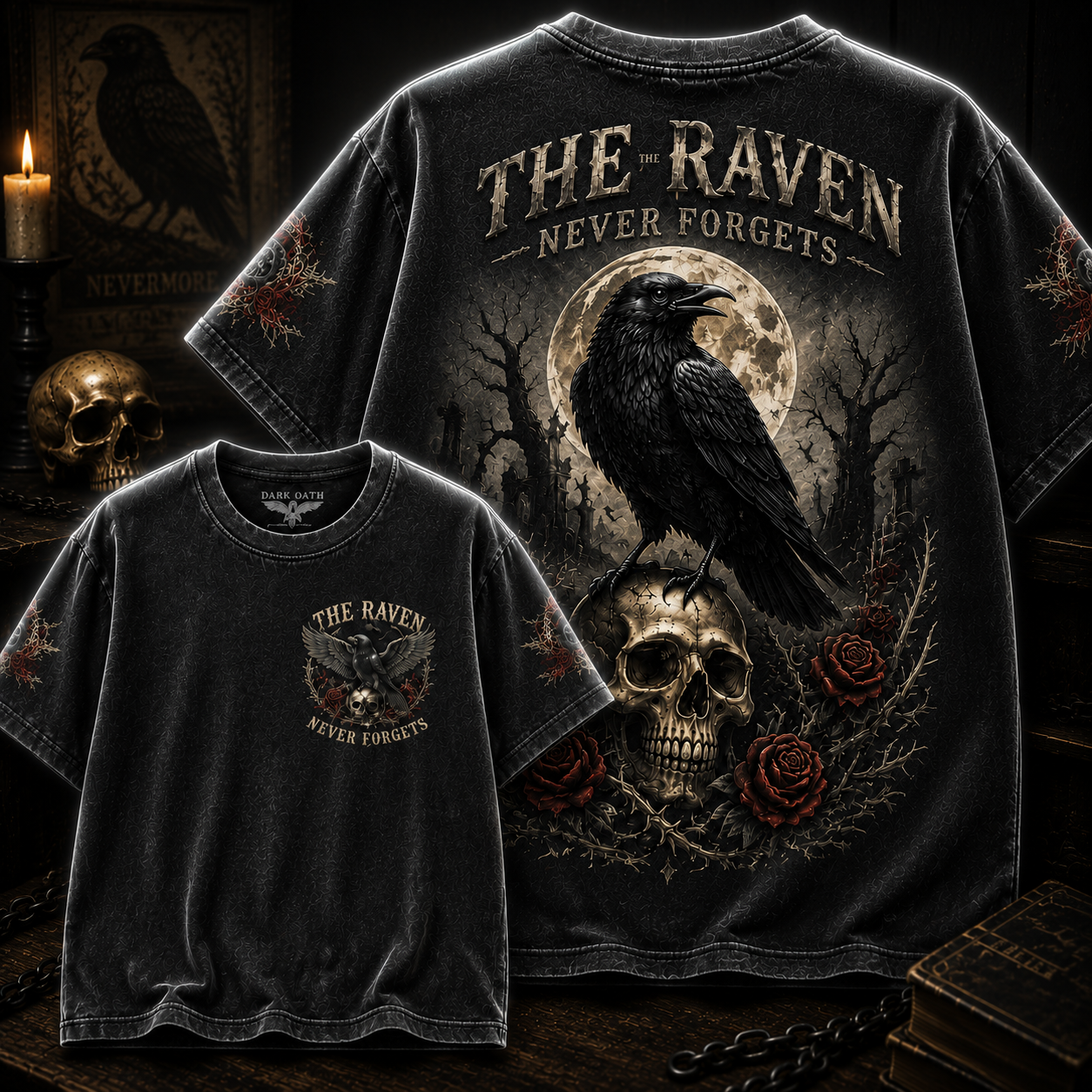 The Raven Never Forgets Gothic T-Shirt