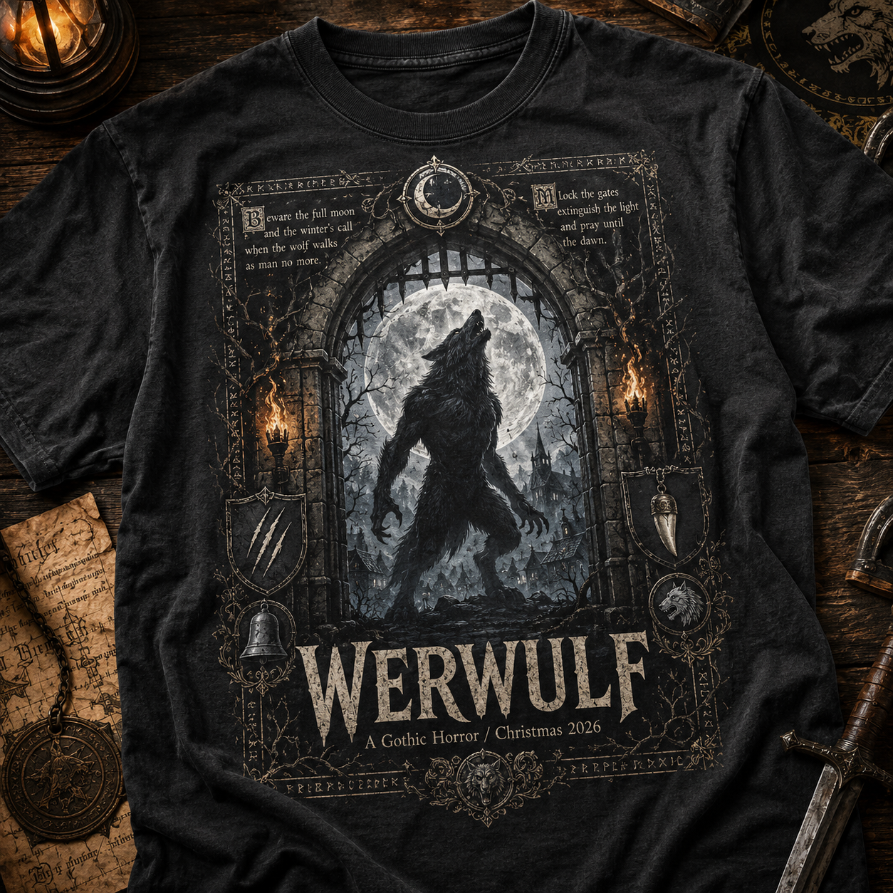 Werwulf Gothic Christmas Horror goth graphic Pure Cotton Unisex T-Shirt