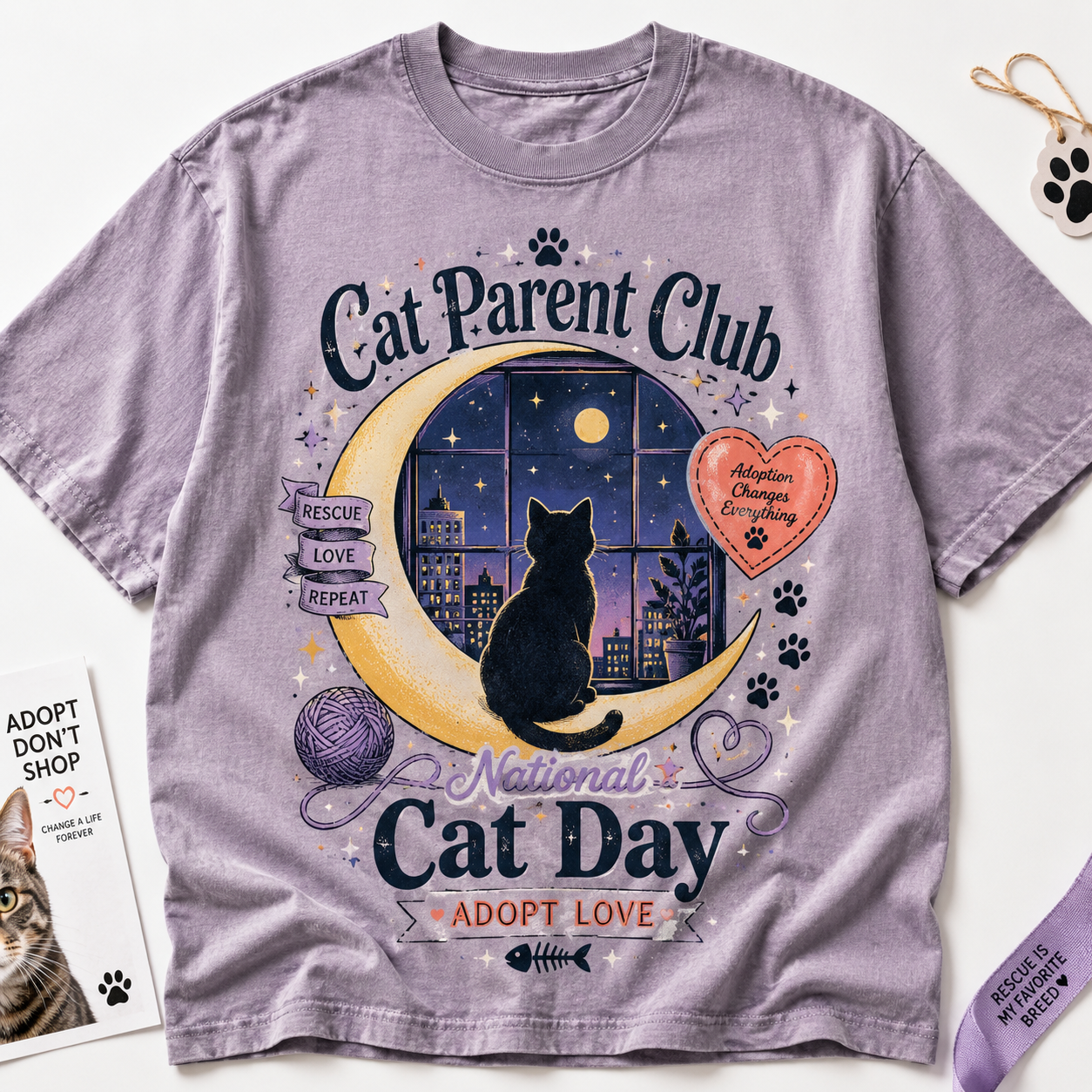 Cat Parent Club National Cat Day Graphic T-Shirt