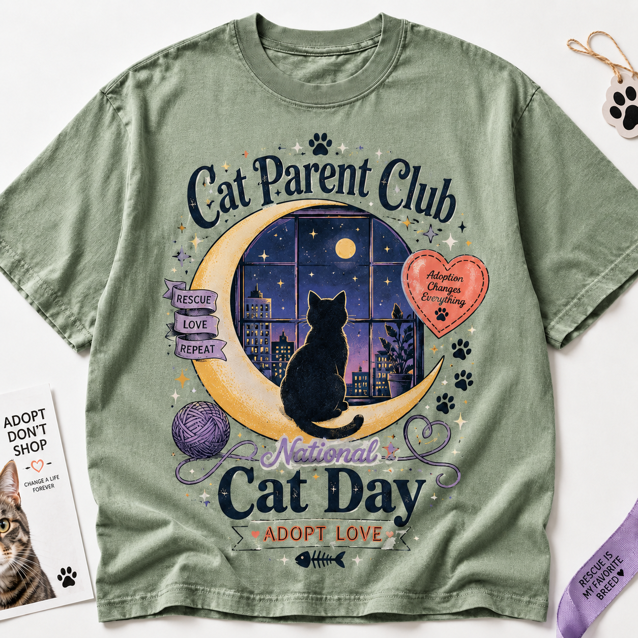 Cat Parent Club National Cat Day Graphic T-Shirt