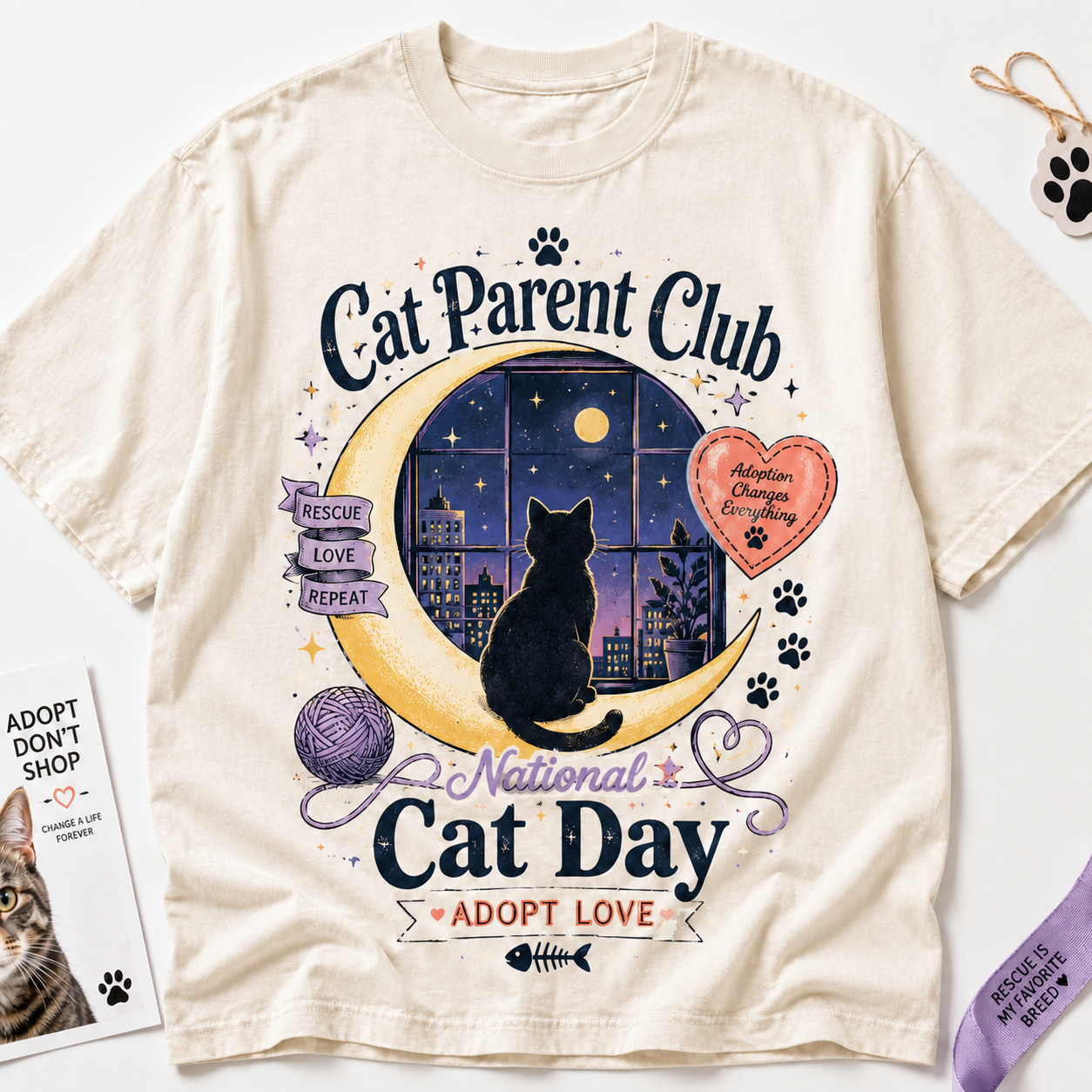 Cat Parent Club National Cat Day Graphic T-Shirt