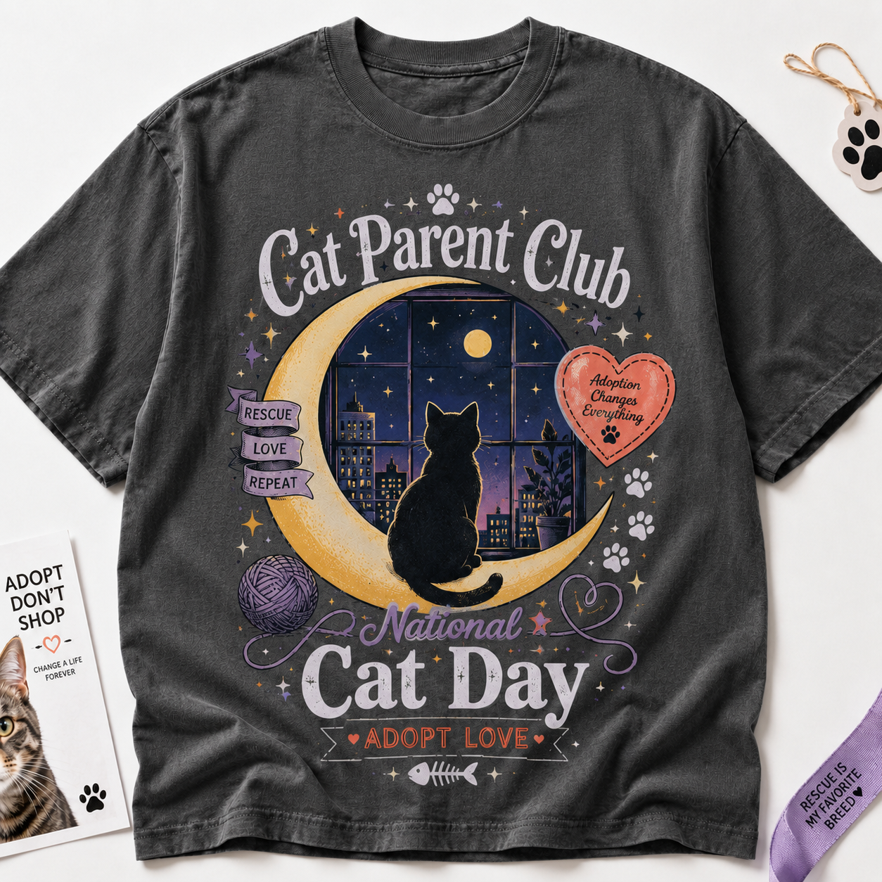 Cat Parent Club National Cat Day Graphic T-Shirt