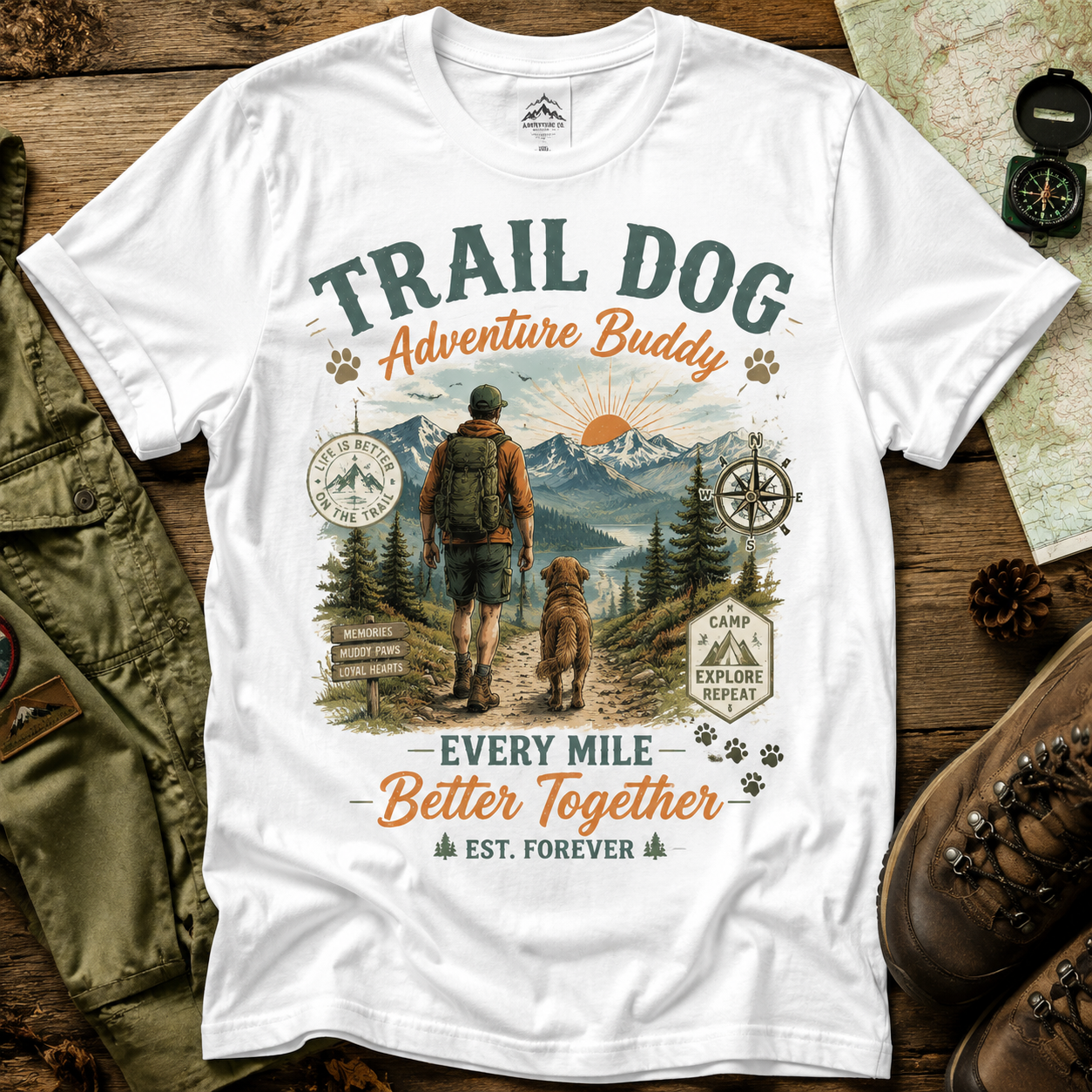 Trail Dog Adventure Buddy Graphic T-Shirt