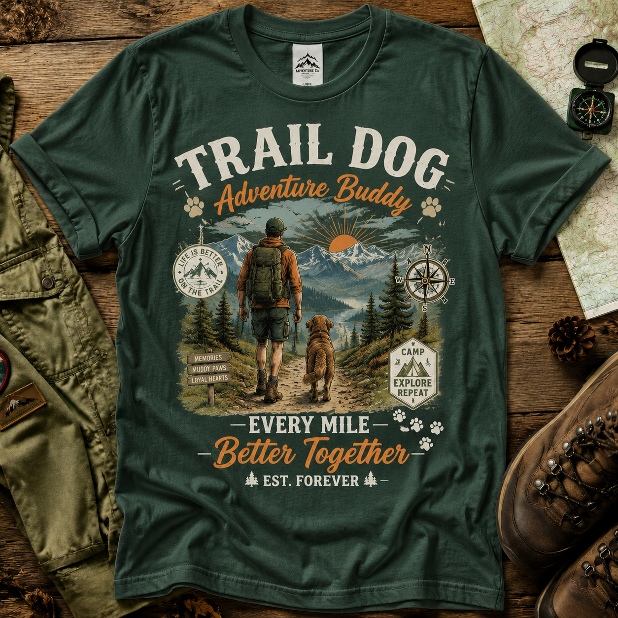 Trail Dog Adventure Buddy Graphic T-Shirt
