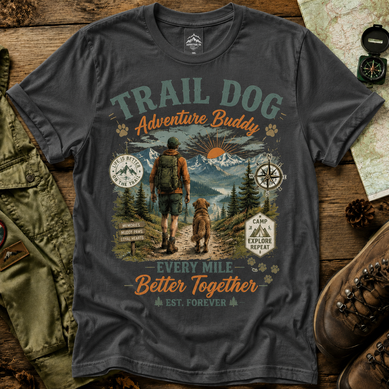Trail Dog Adventure Buddy Graphic T-Shirt