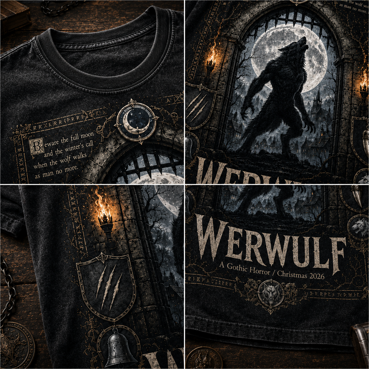 Werwulf Gothic Christmas Horror goth graphic Pure Cotton Unisex T-Shirt