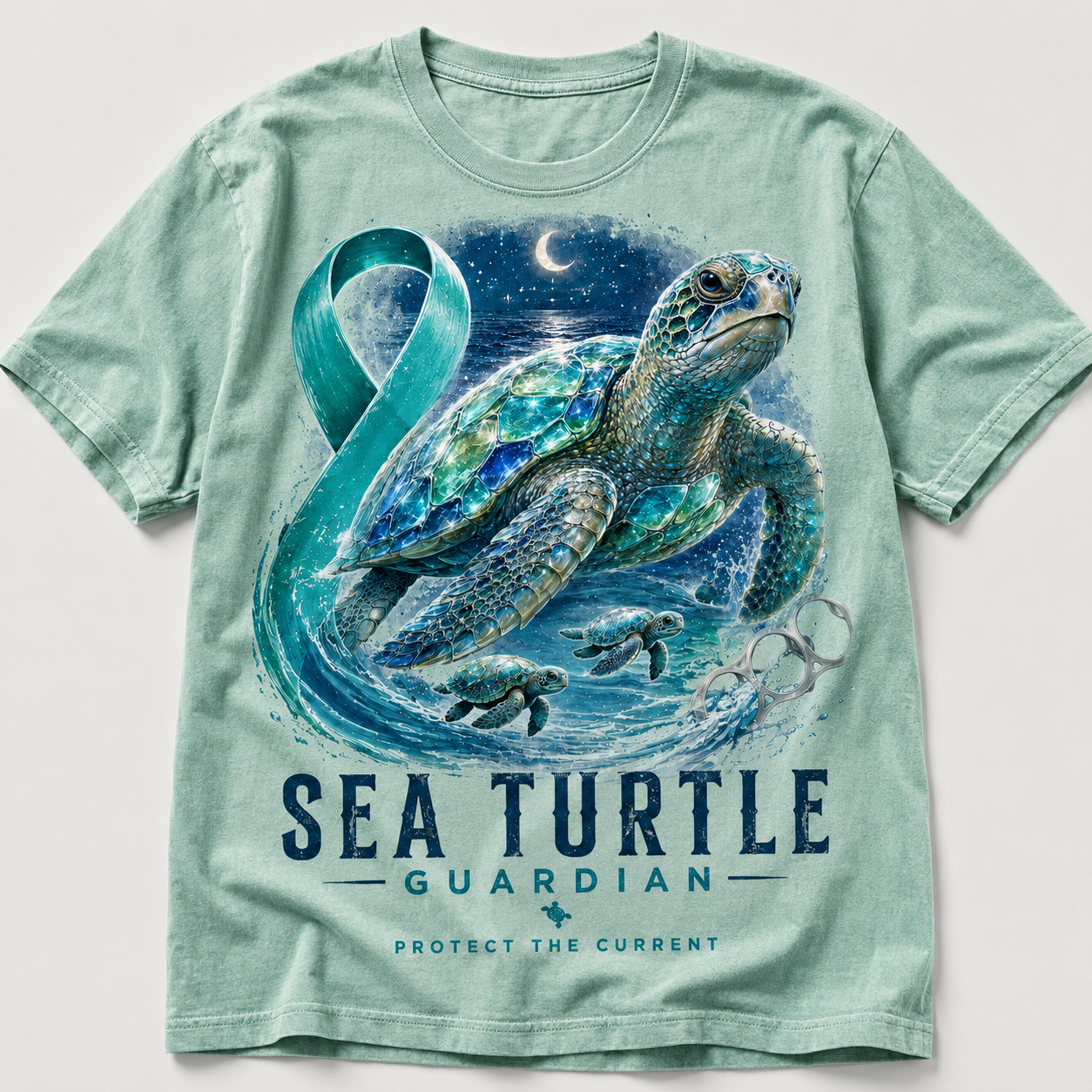 Sea Turtle Guardian Ocean Conservation Graphic T-Shirt