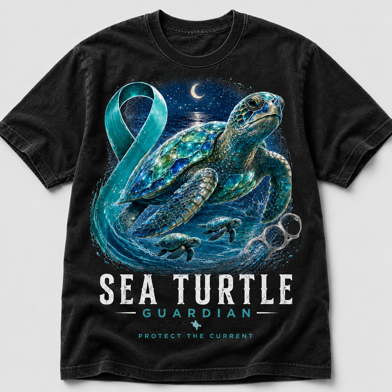 Sea Turtle Guardian Ocean Conservation Graphic T-Shirt