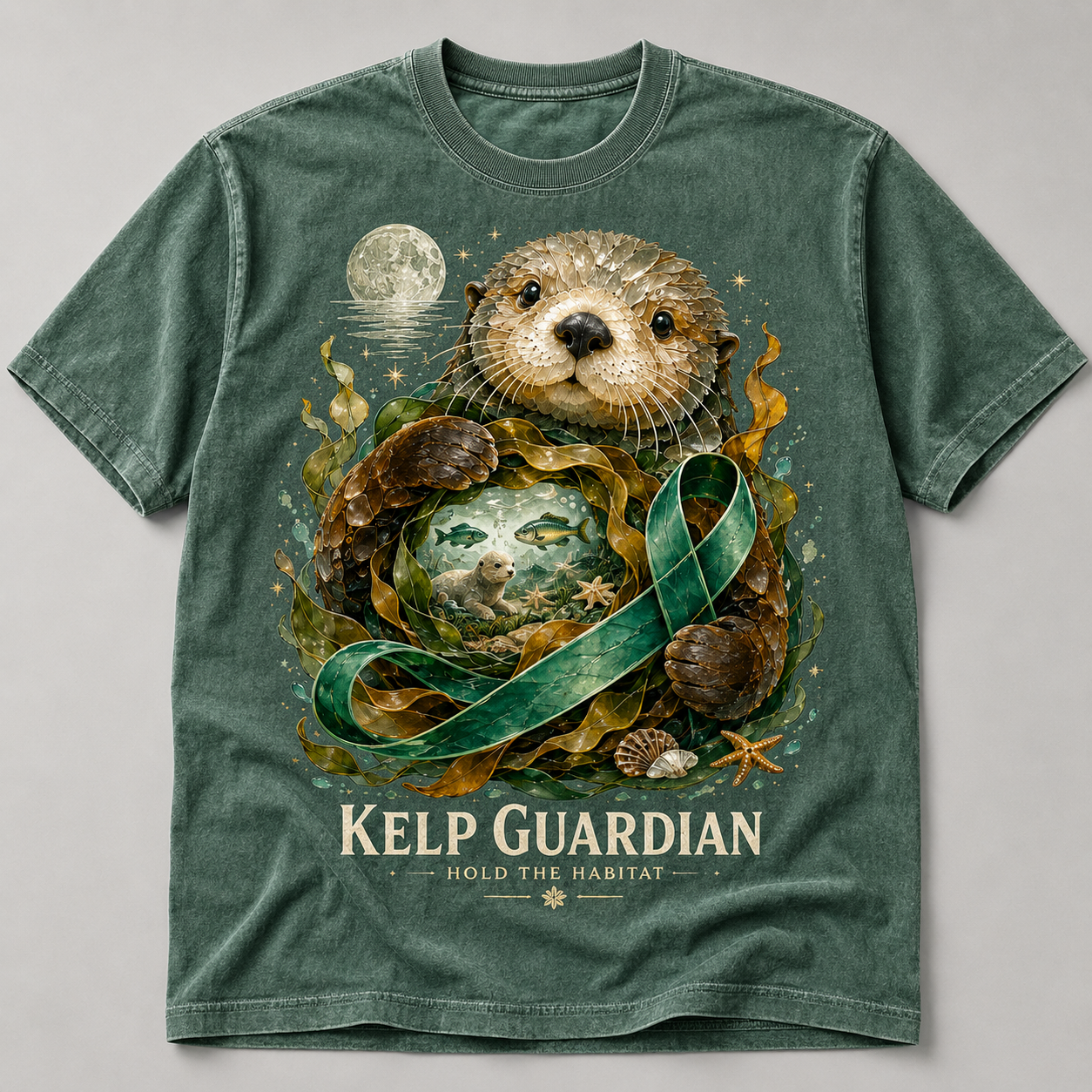 Kelp Guardian Sea Otter Habitat Graphic T-Shirt