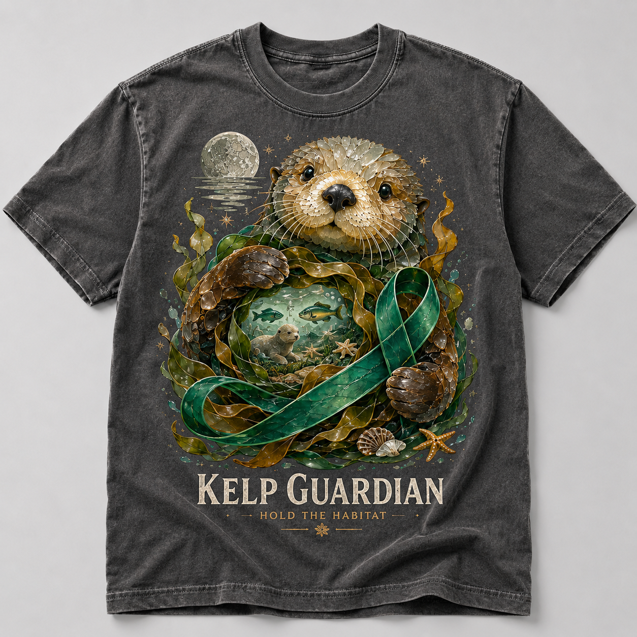 Kelp Guardian Sea Otter Habitat Graphic T-Shirt