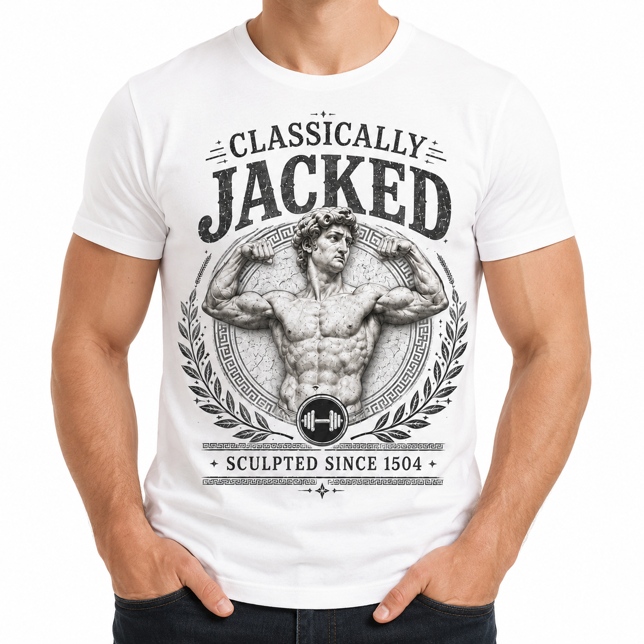 Classically Jacked Sculpted Since 1504 Retro Gym T-Shirt