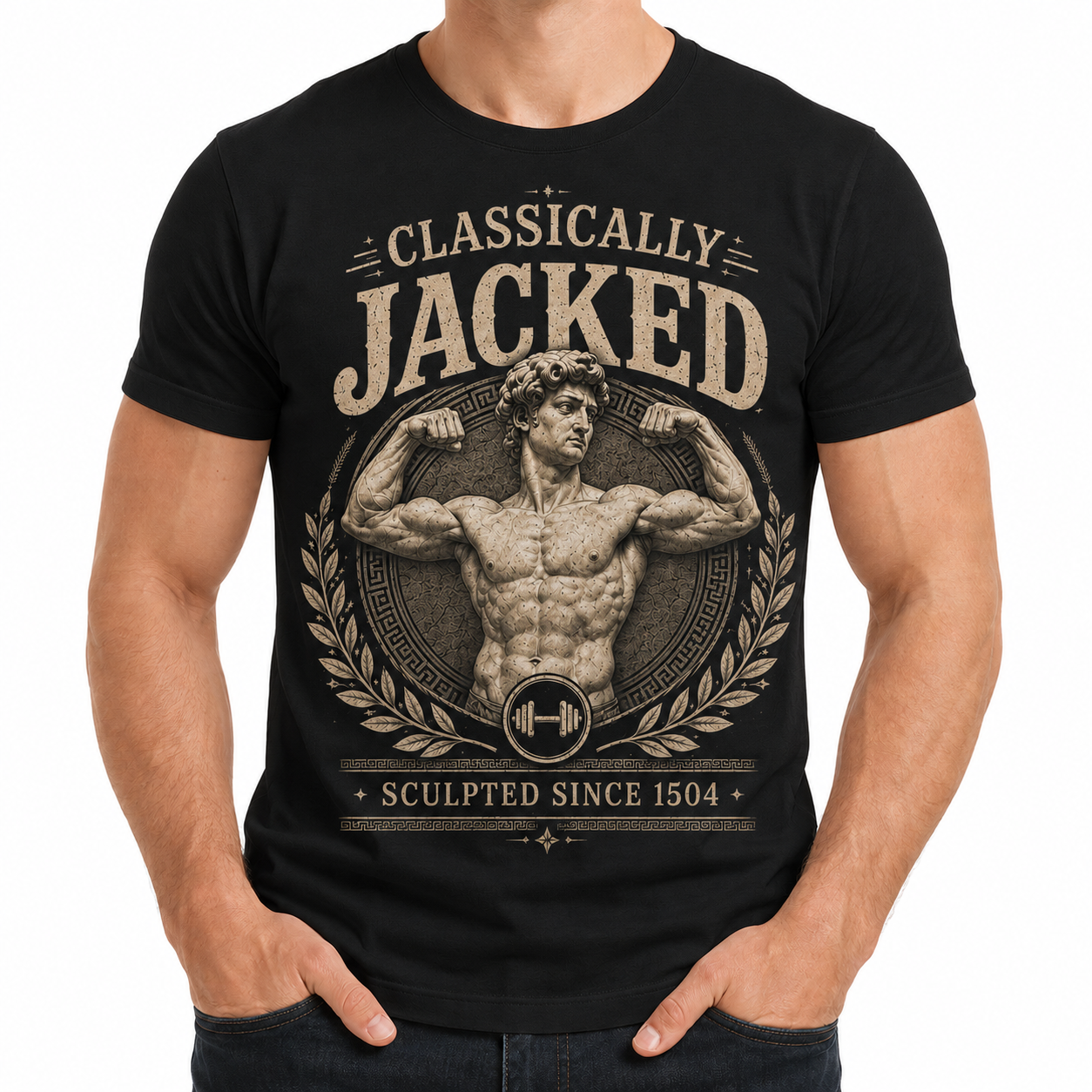 Classically Jacked Sculpted Since 1504 Retro Gym T-Shirt