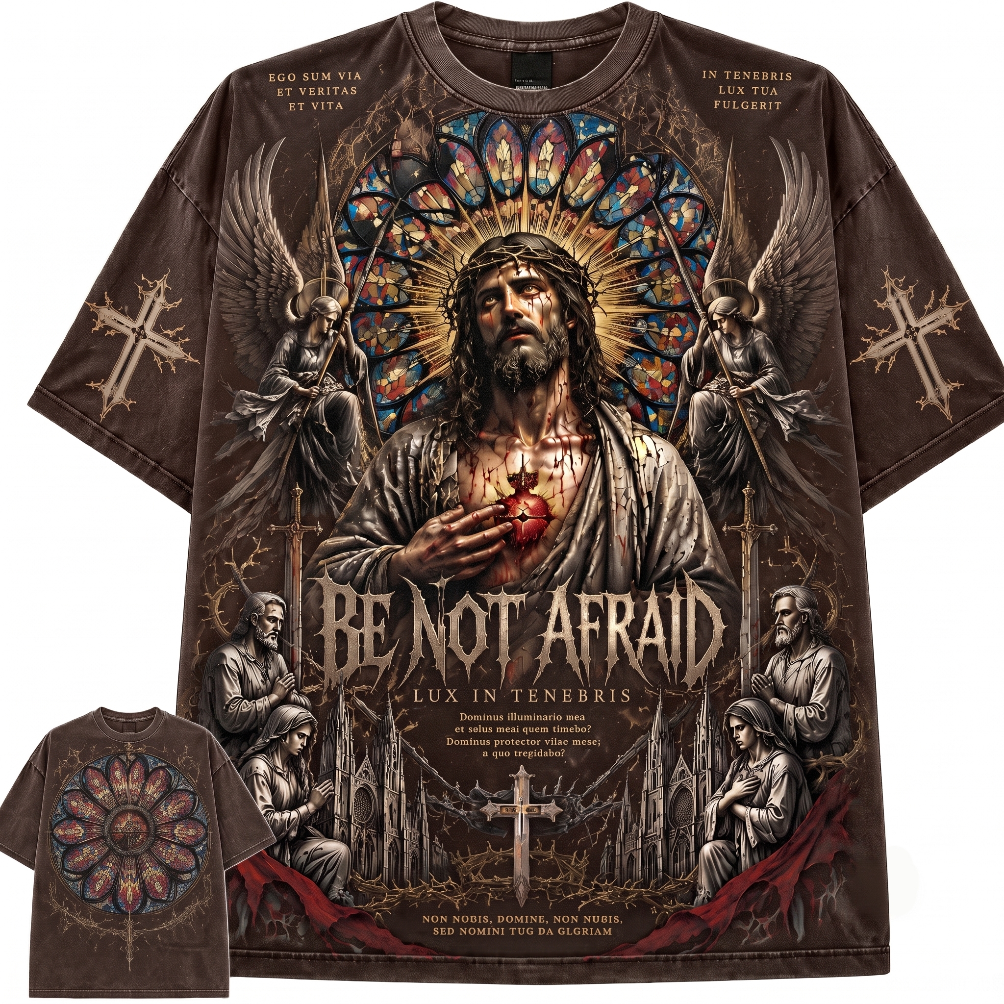 Be Not Afraid Gothic Jesus Vintage Washed T-Shirt