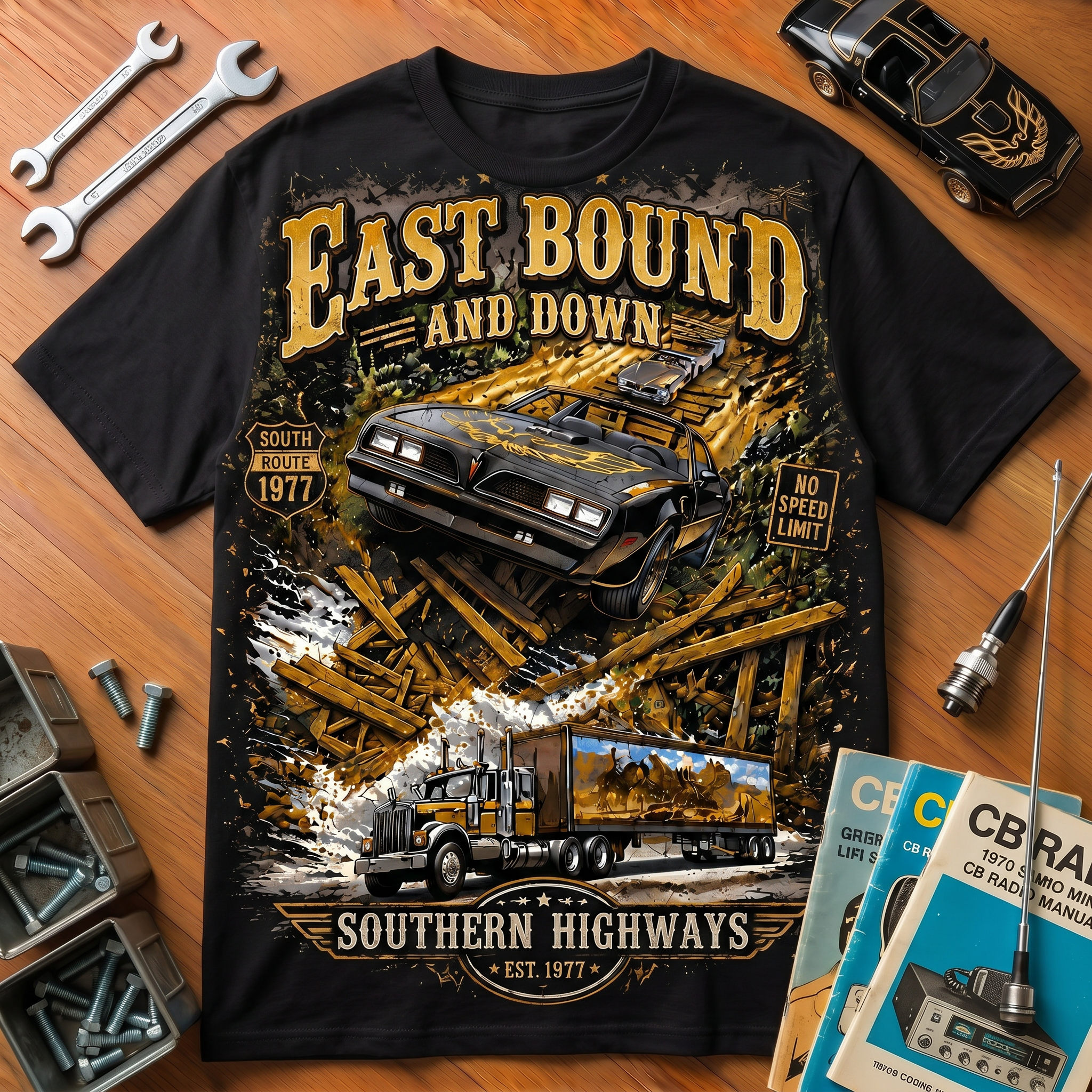 East Bound And Down Vintage Highway Graphic Tee