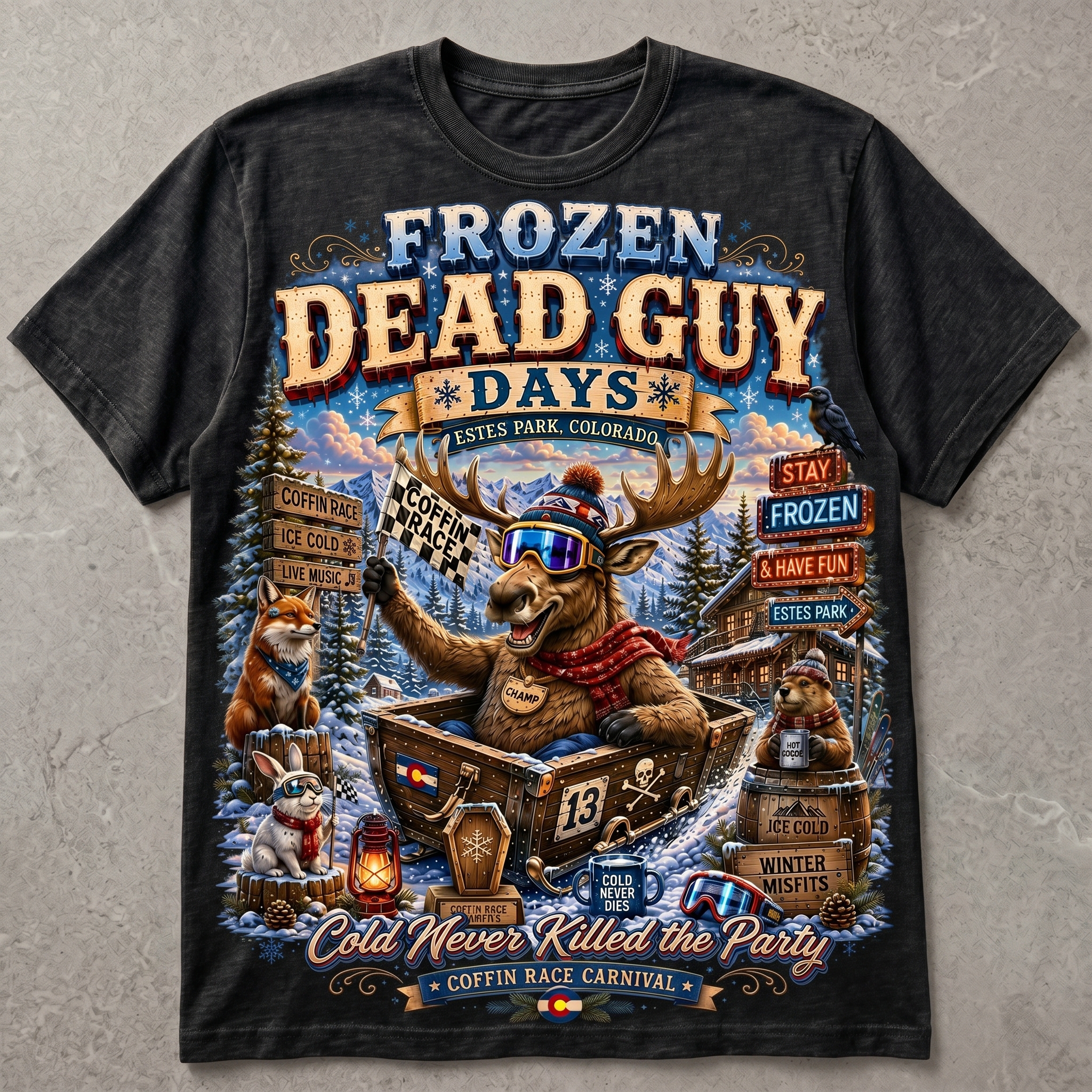Funny Moose Frozen Dead Guy Days Shirt