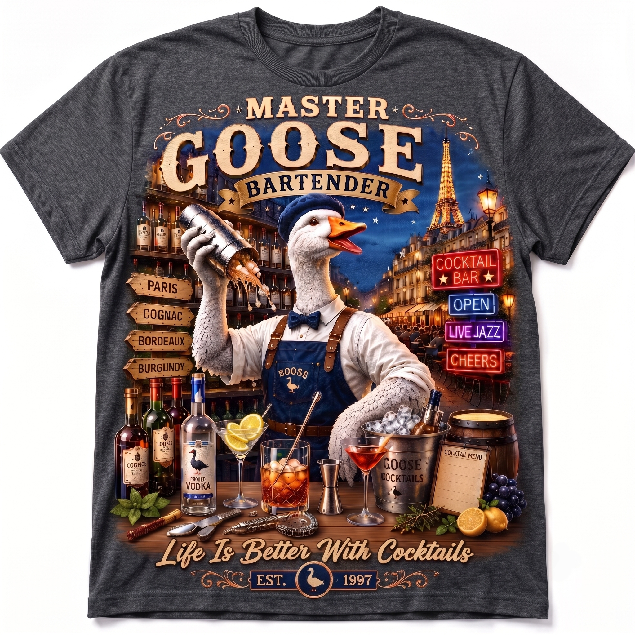 Funny Vintage Master Goose Bartender Tee
