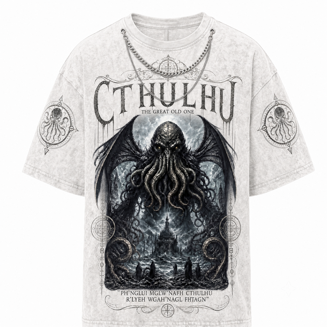Eldritch Cthulhu Awakening Gothic Washed T-Shirt