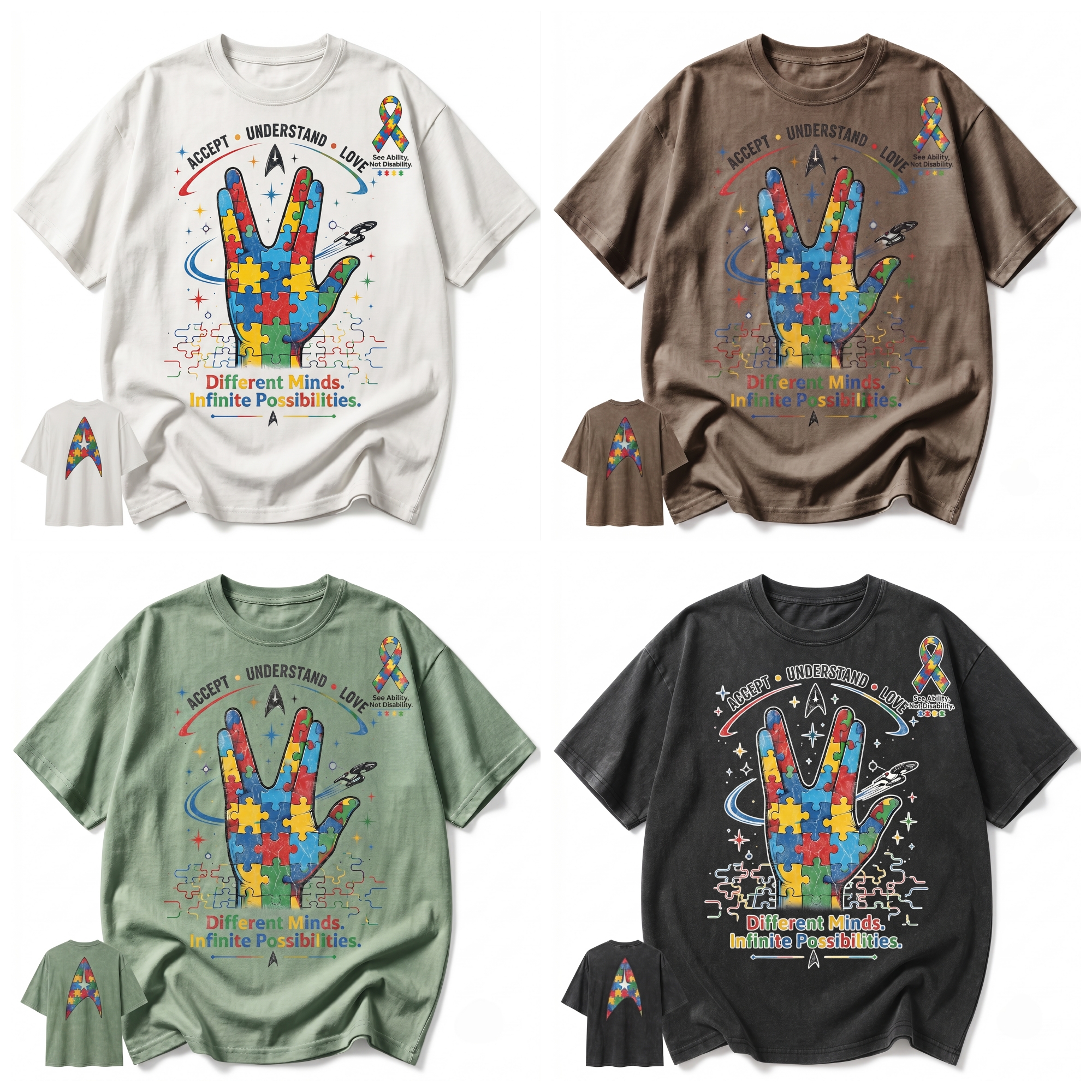 Autism Awareness Puzzle Graphic Tee – Sci-Fi Inspired