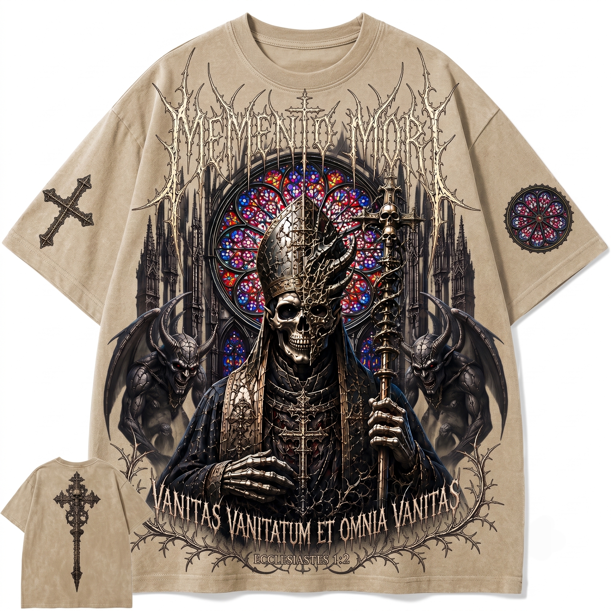 Memento Mori Gothic Pope Oversized T-Shirt,