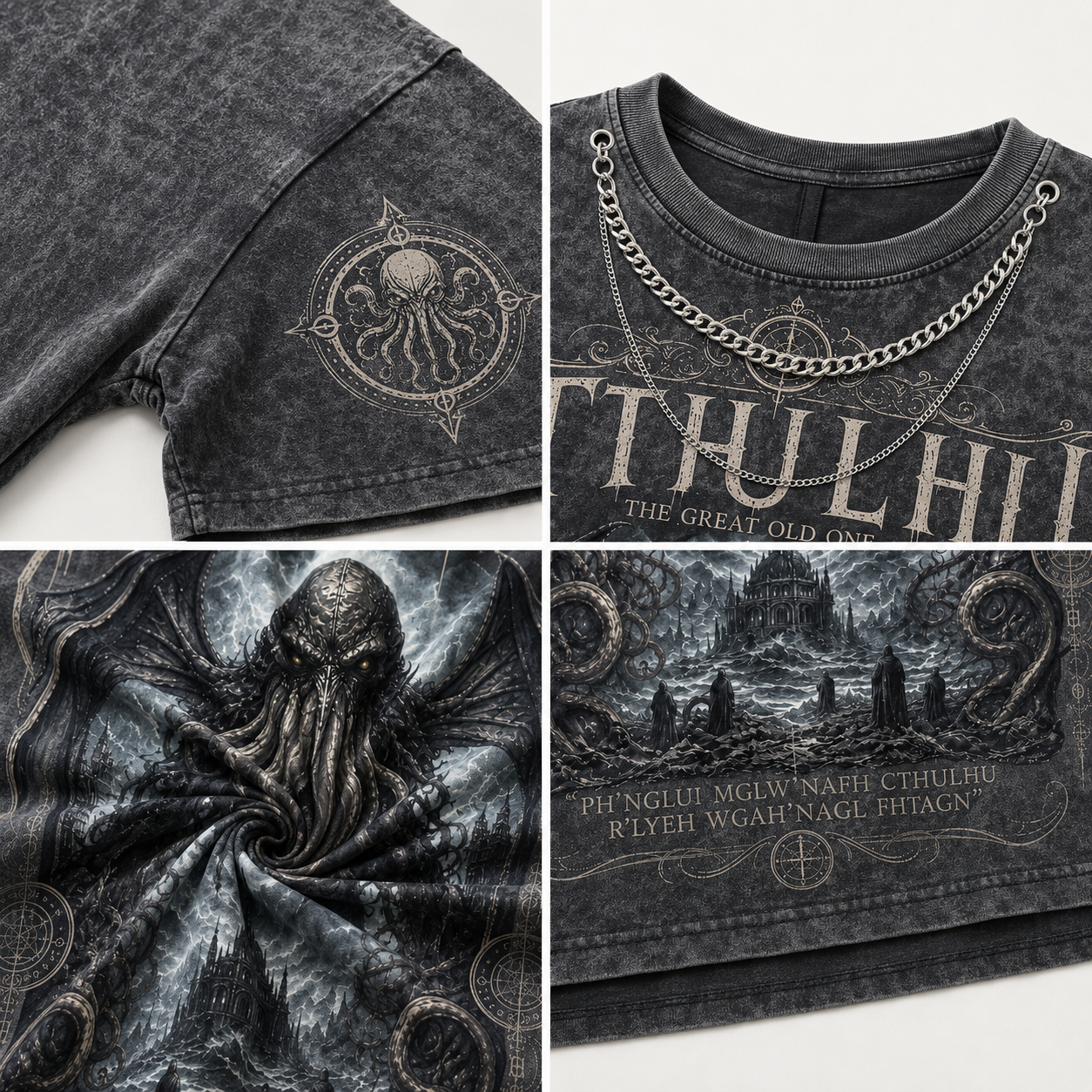 Eldritch Cthulhu Awakening Gothic Washed T-Shirt