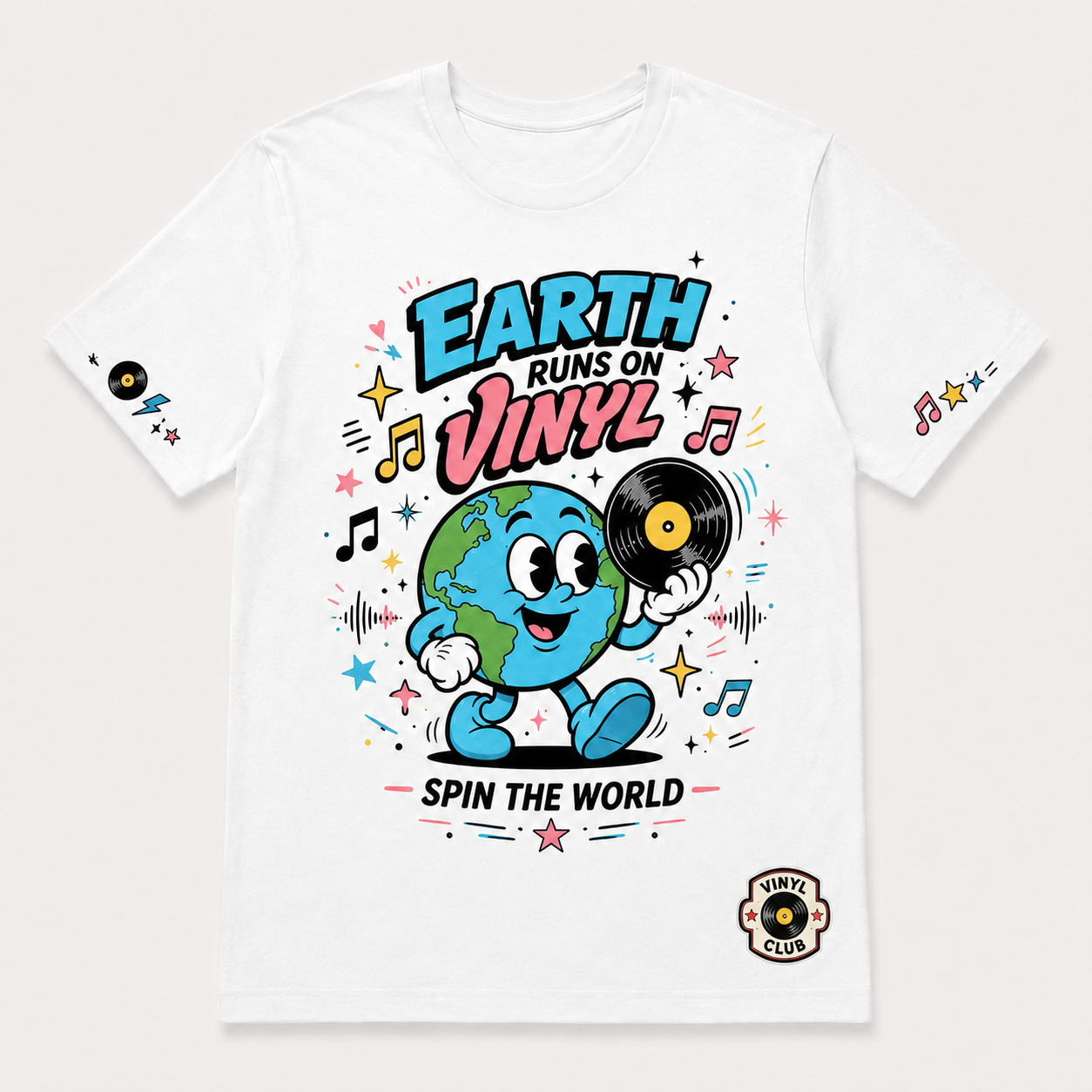 Earth Runs on Vinyl Retro Music T-Shirt