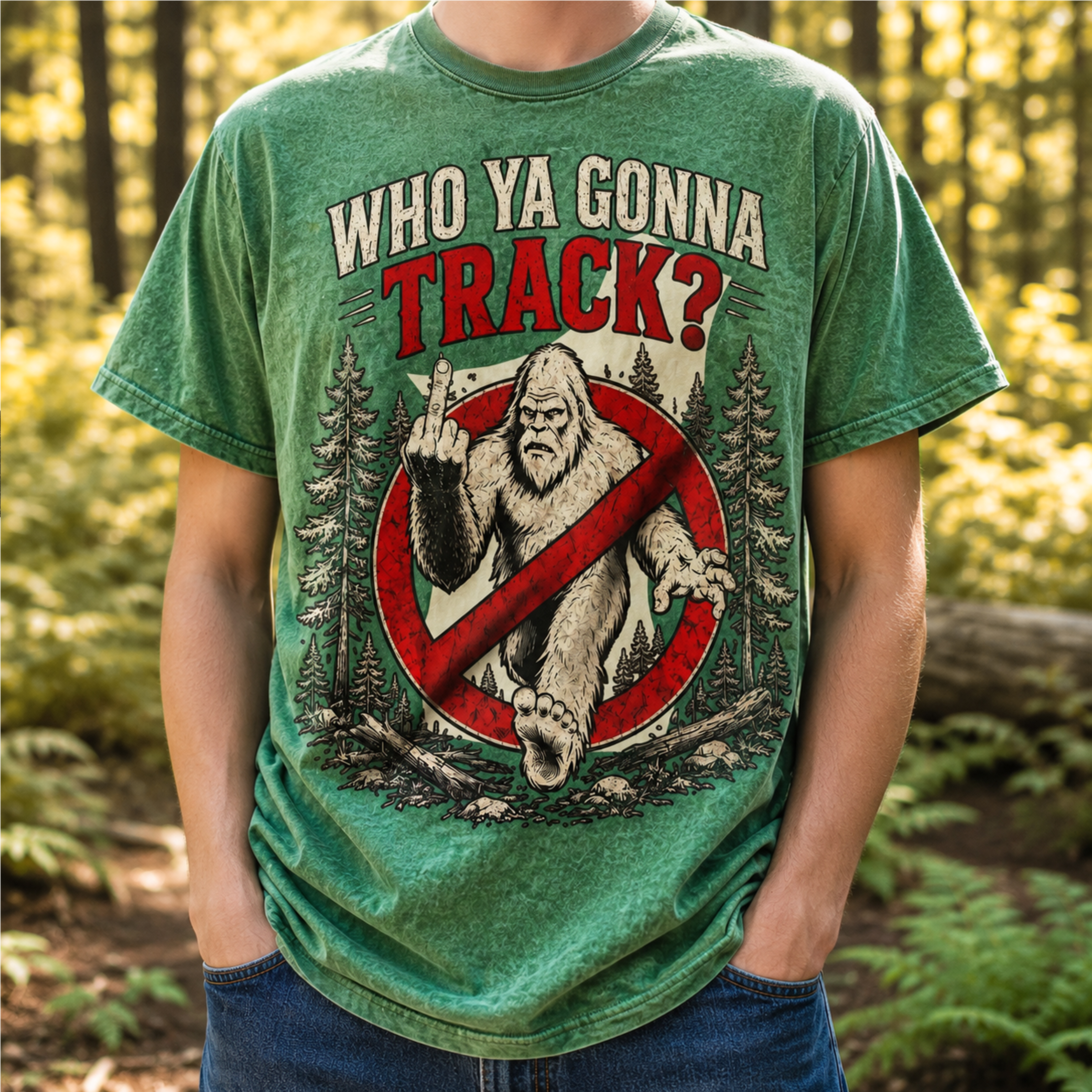 Funny Bigfoot "Who Ya Gonna Track?" Tee