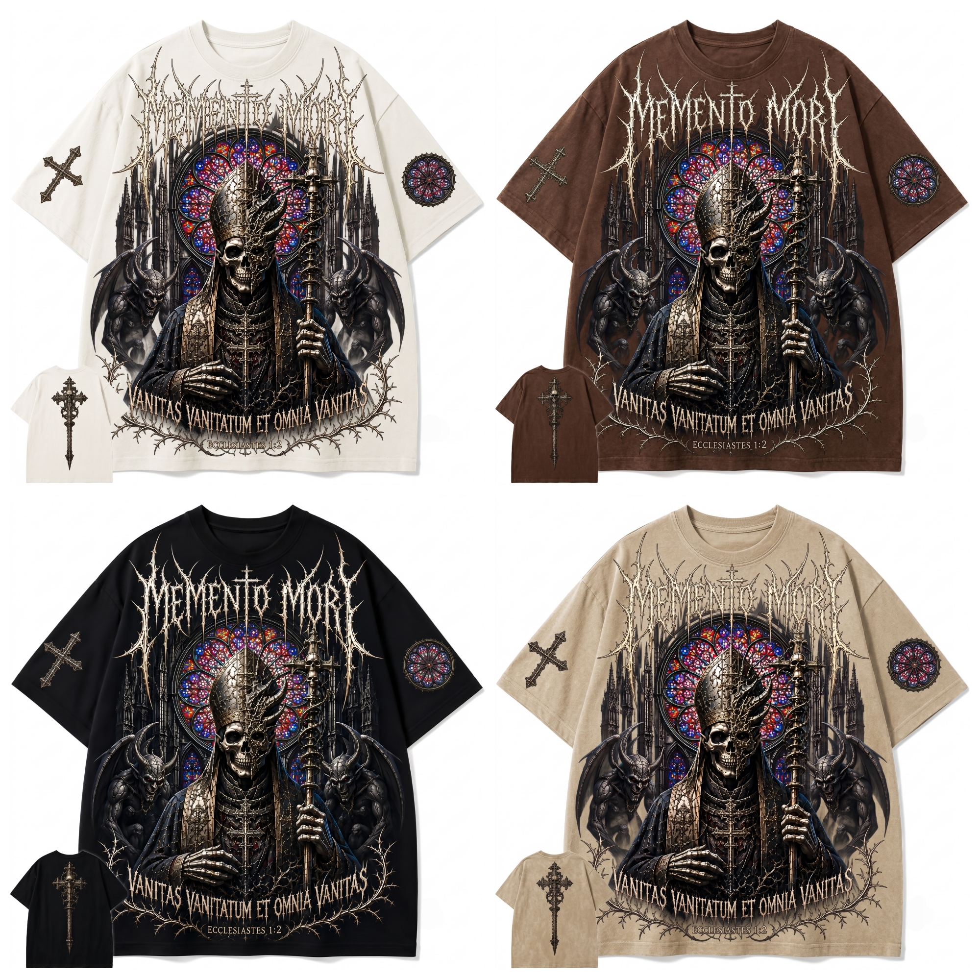 Memento Mori Gothic Pope Oversized T-Shirt,