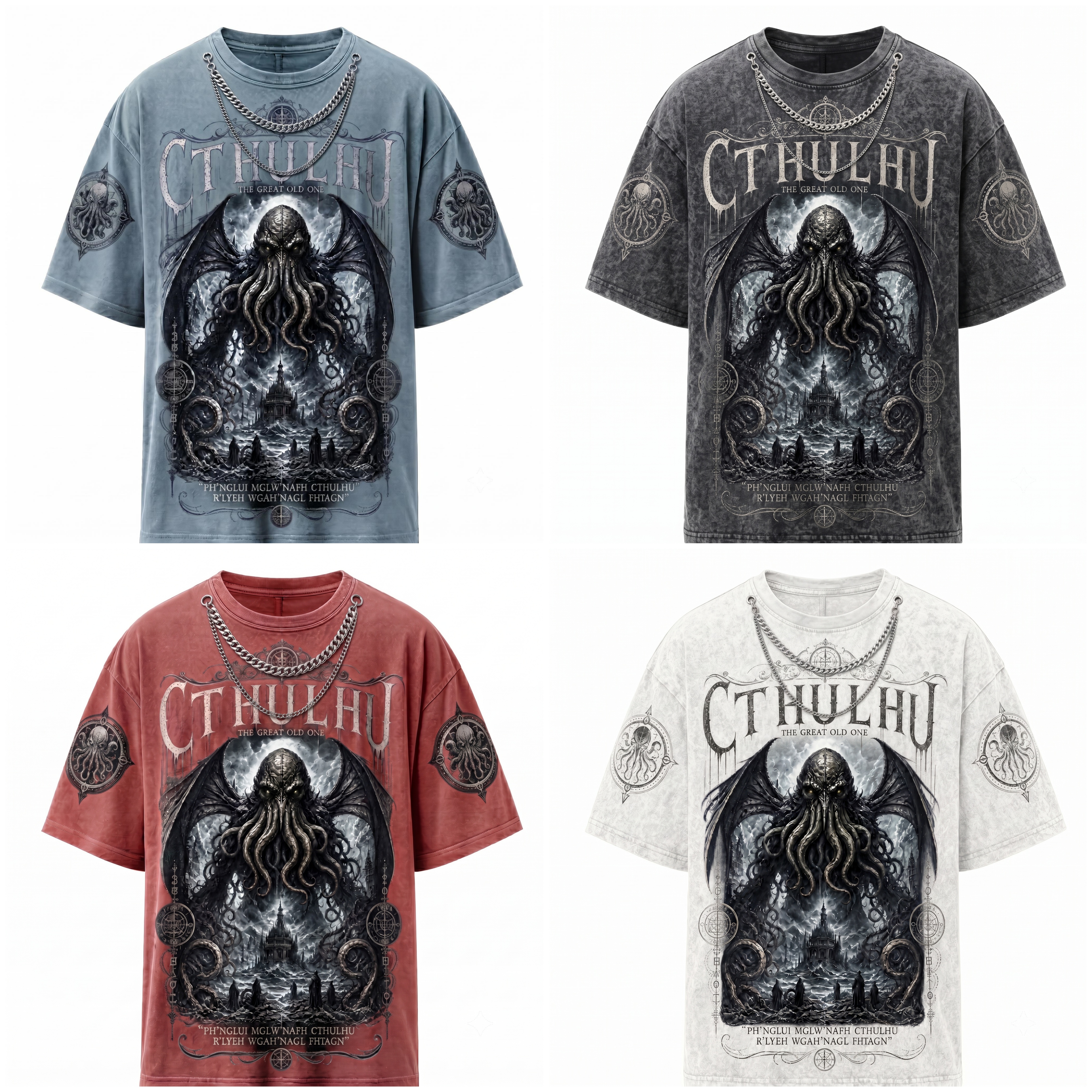 Eldritch Cthulhu Awakening Gothic Washed T-Shirt