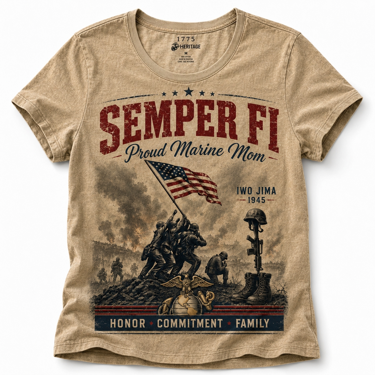 Semper Fi Iwo Jima 1945 Marine Corps Tribute Graphic T-Shirt