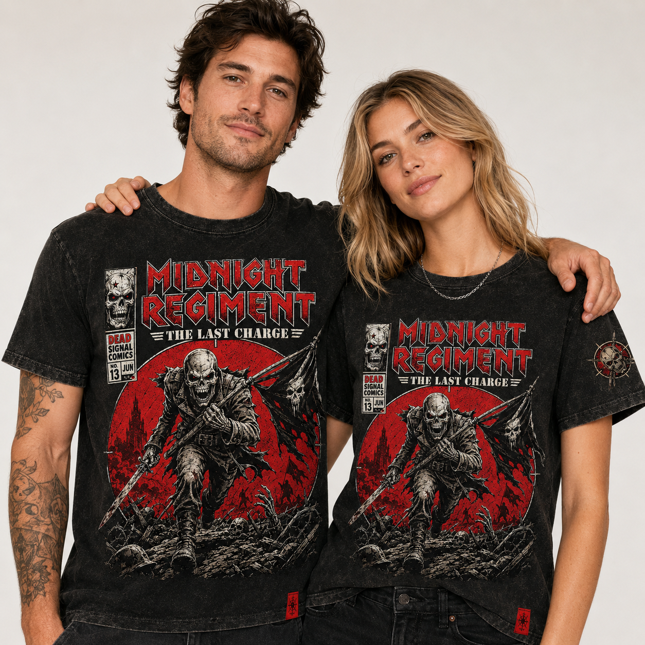 Midnight Regiment The Last Charge Vintage Skull T-Shirt