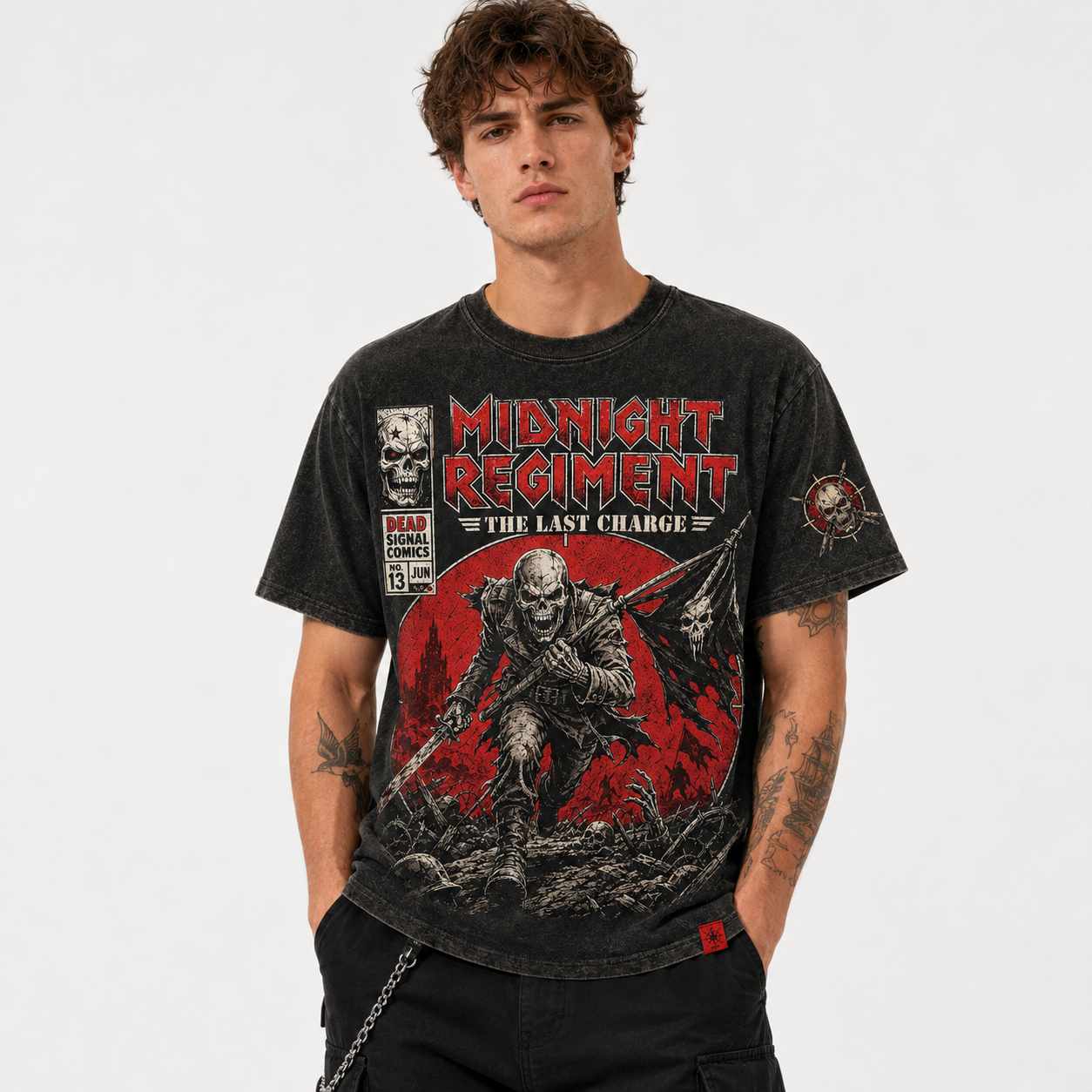 Midnight Regiment The Last Charge Vintage Skull T-Shirt