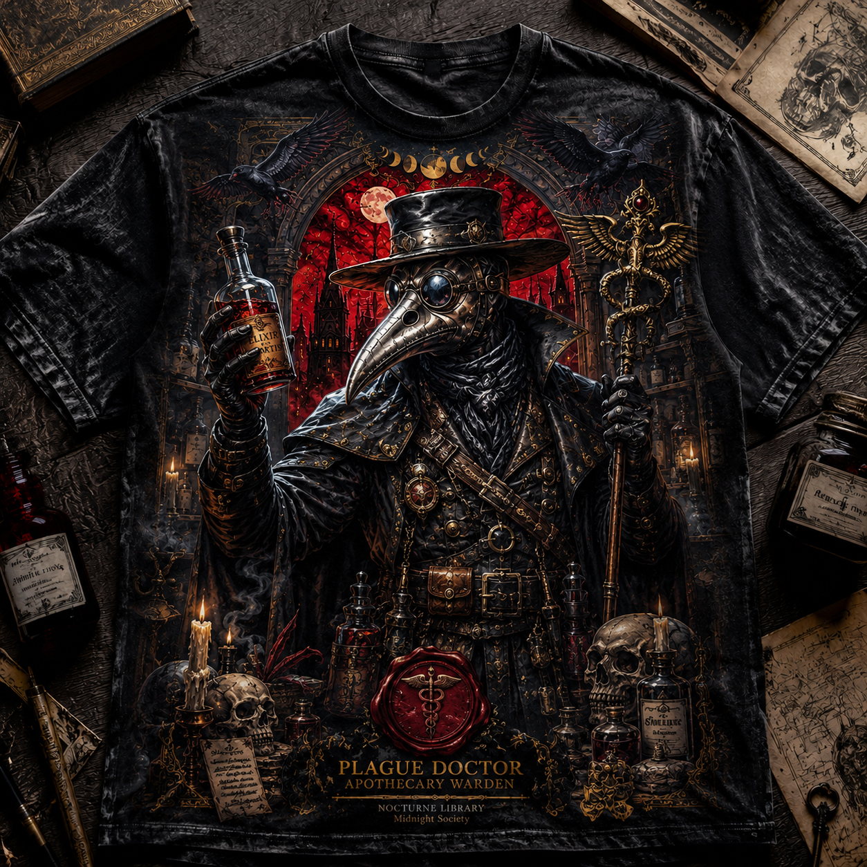 Gothic Plague Doctor Graphic Tee