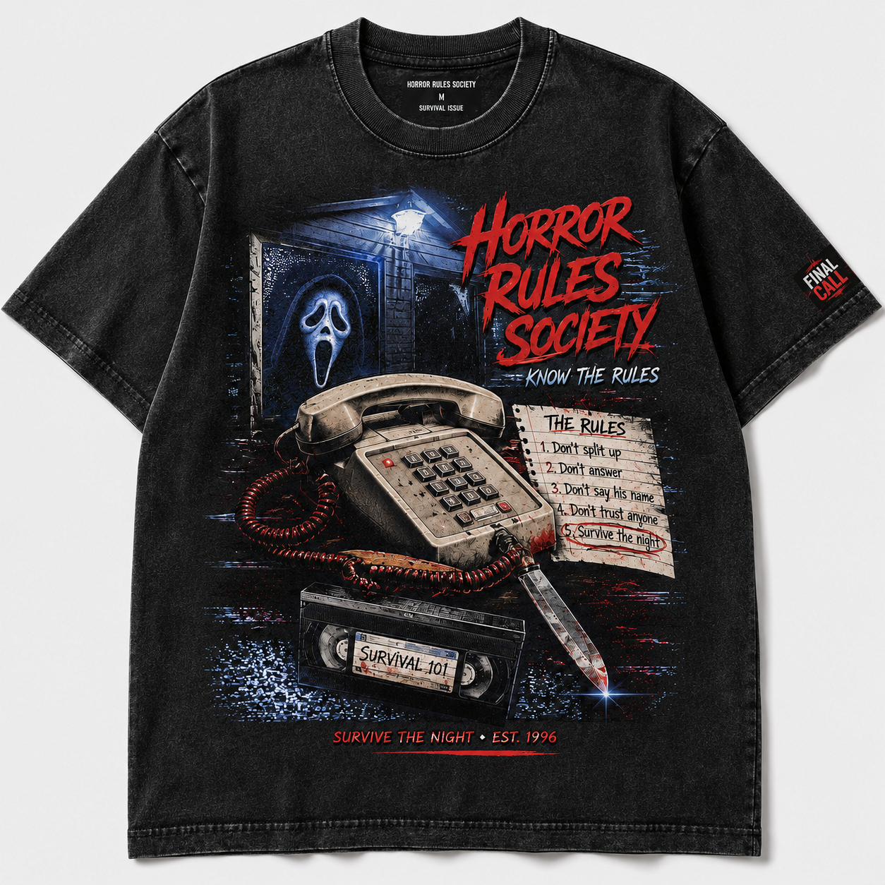 90s Slasher Survival Rules Graphic T-Shirt